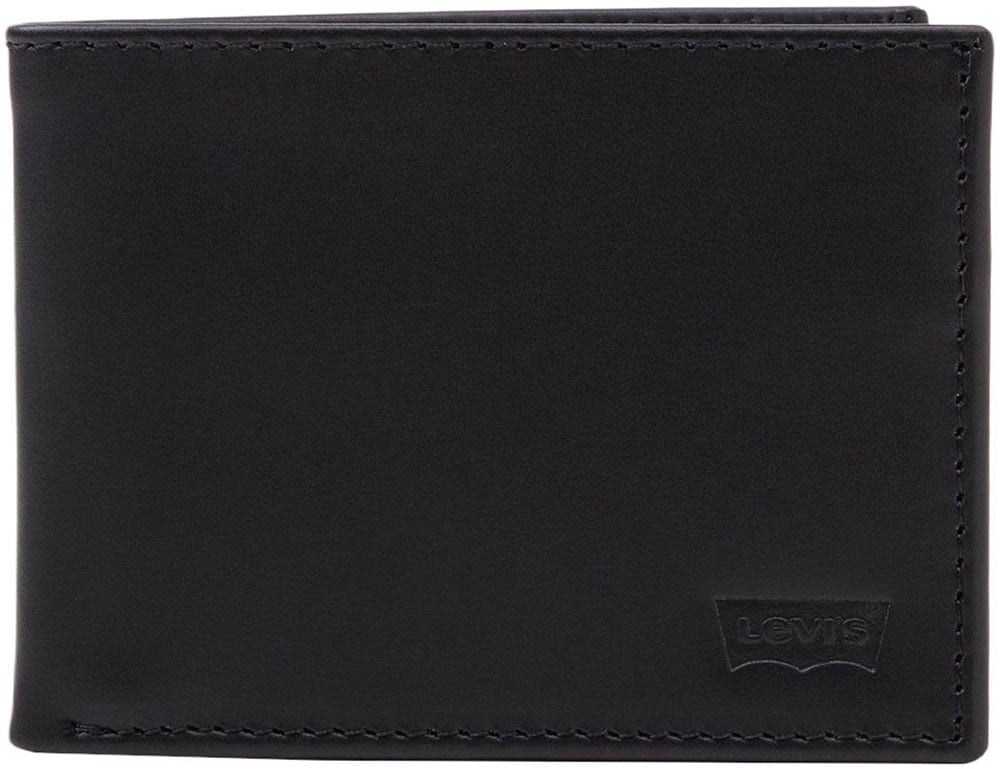 LEVI'S Damen Geldbörse "BATWING BIFOLD ID", schwarz, Rindsleder, Kleinlederwaren, Geldbeutel Portemonnaie Herrenbörse Leder