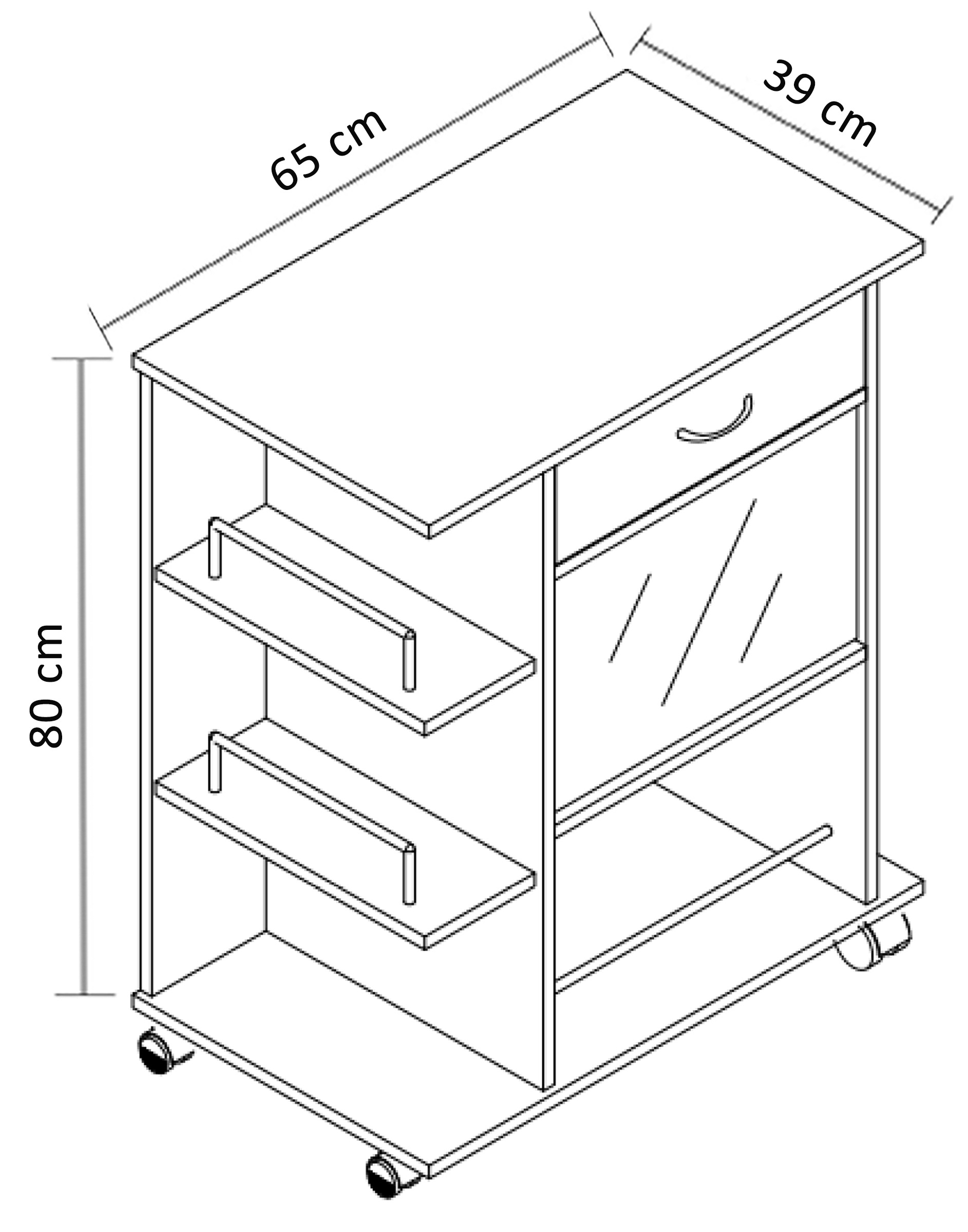 VCM Beistellschrank »VCM Küchenwagen | Rollwagen mit Schublade und Ablage | Maße Küchenwagen ca. H. 80 x B. 65 x T. 39 cm | rollbar | Servierwagen - Pocis«, (1 St.)