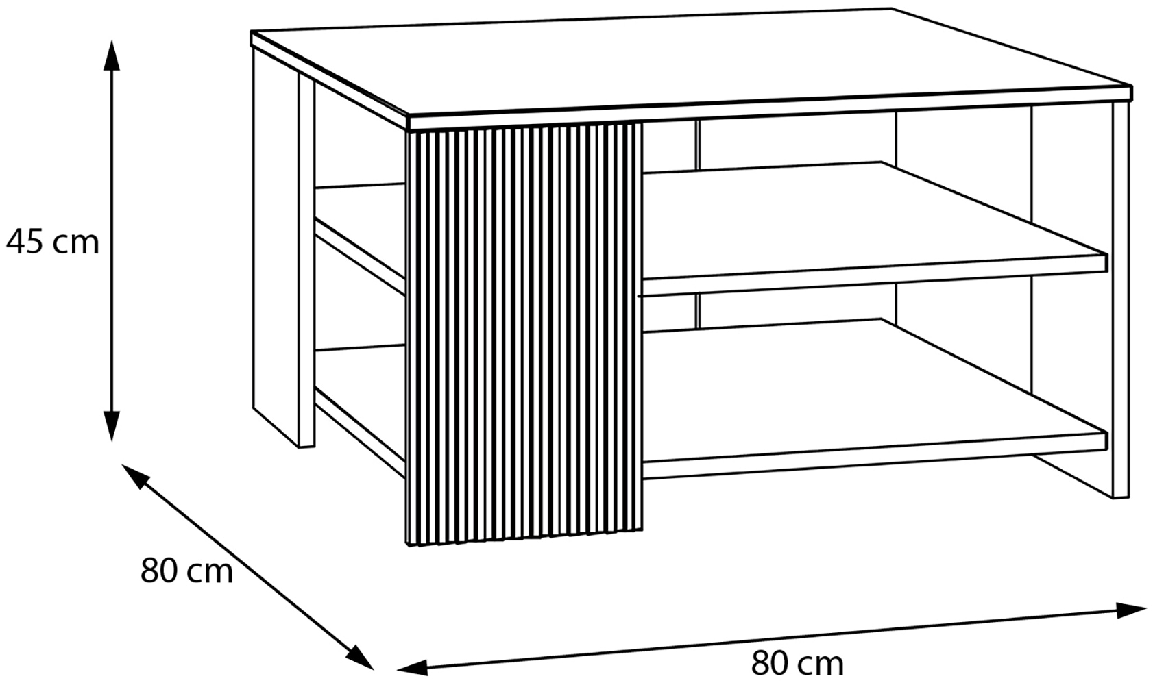 FORTE Couchtisch »Oak Square«, Couchtisch, Ablageböden, Lamellenoptik