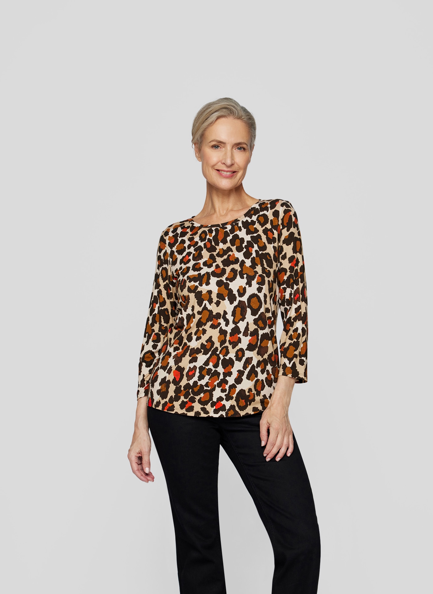 Print-Shirt »RABE Stilvolles 3/4-Arm-Shirt im Leopardenmuster«