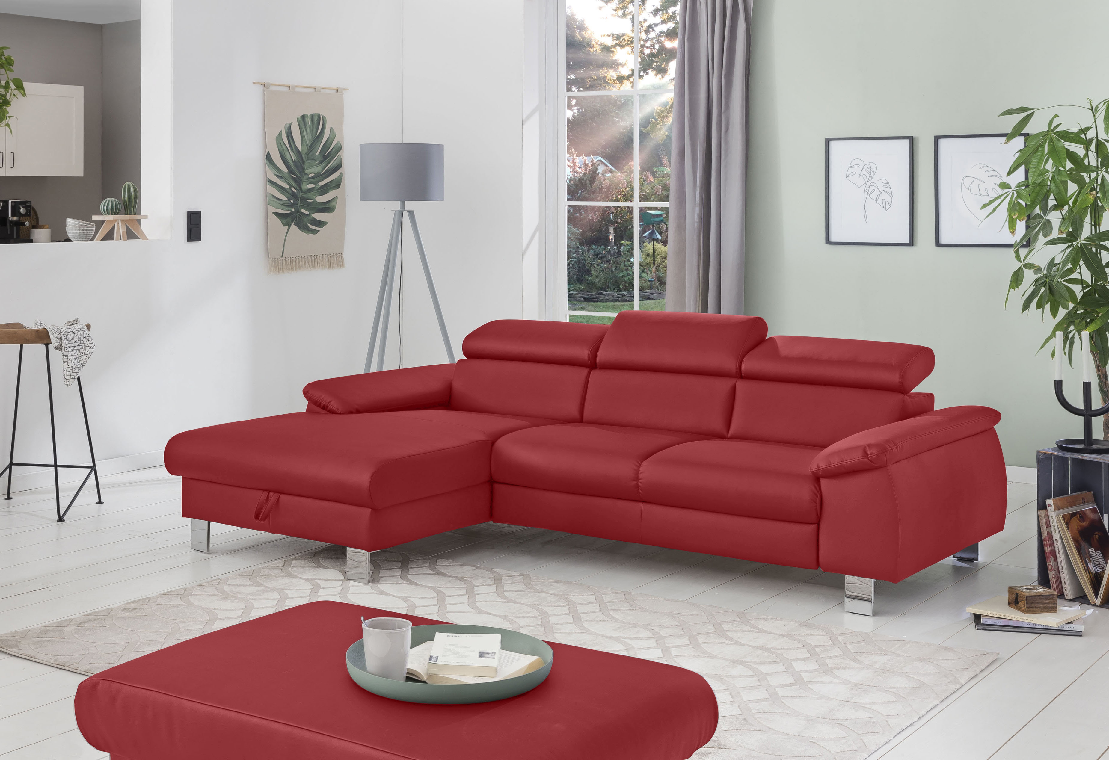 COTTA Ecksofa "Komaris L-Form, B: 244 cm" mit Kopfteilverstellung, optional Schlaffunktion, Bettkasten & Licht