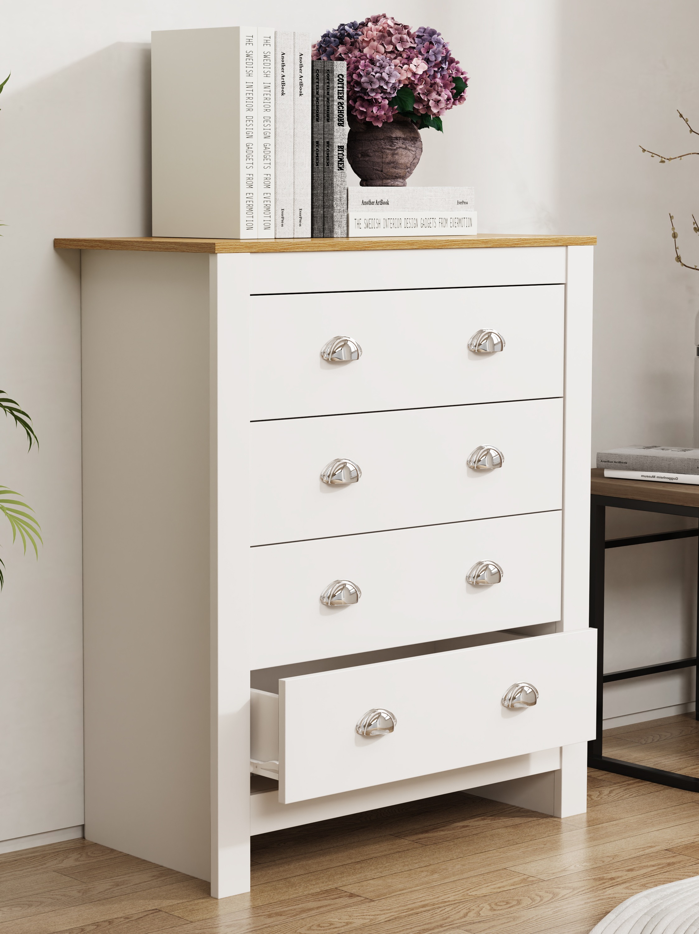 VCM Kommode »VCM Holz Kommode | Sideboard mit Schubladen | Maße ca. H. 95 x B. 79 x T. 40 cm - Balusa XL«, (VCM Balusa)