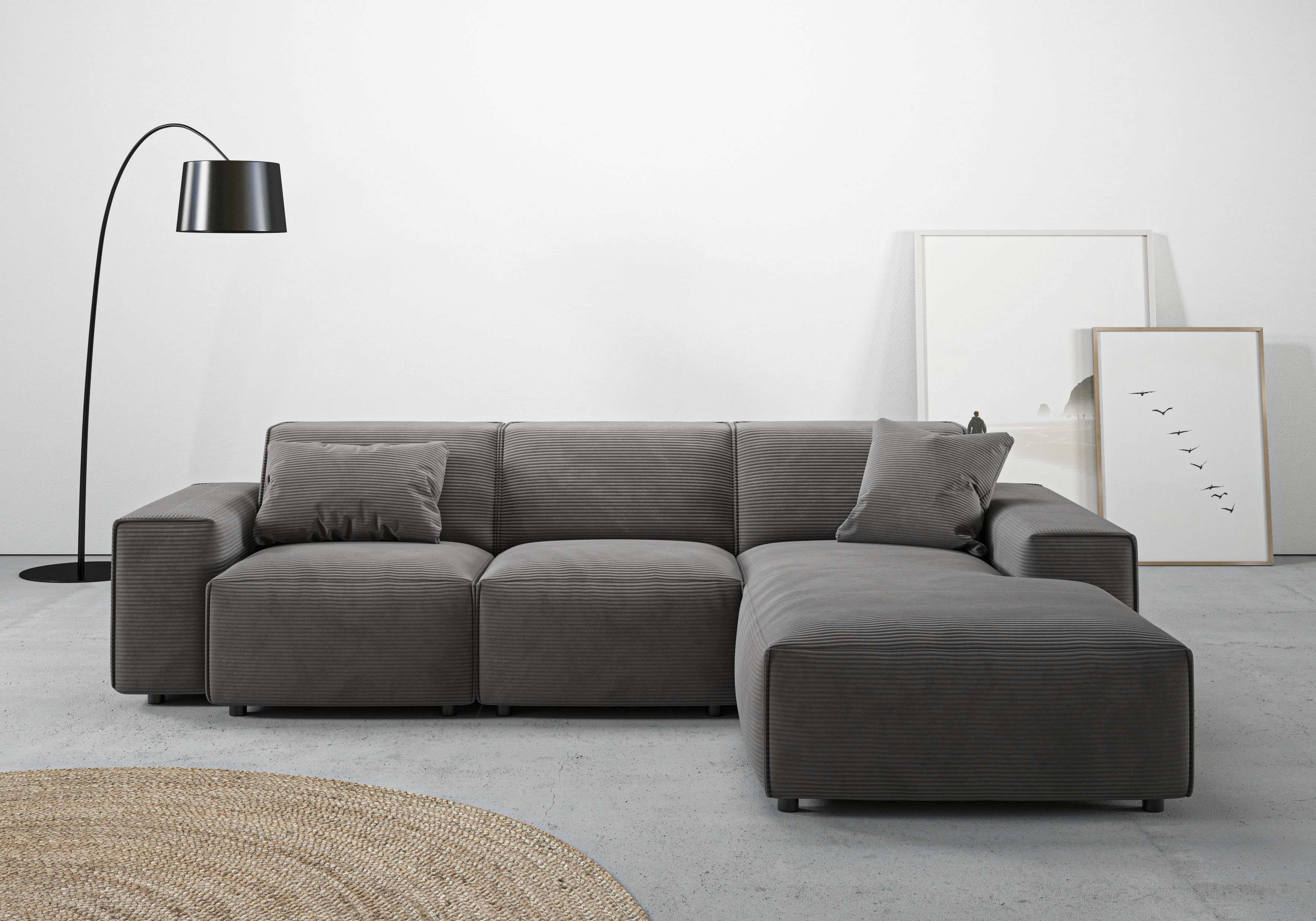 Home affaire Ecksofa "Glimminge L-Form auch in Breitcord, Feincord + Easy care-Bezug," Breite 264, Zierkissen