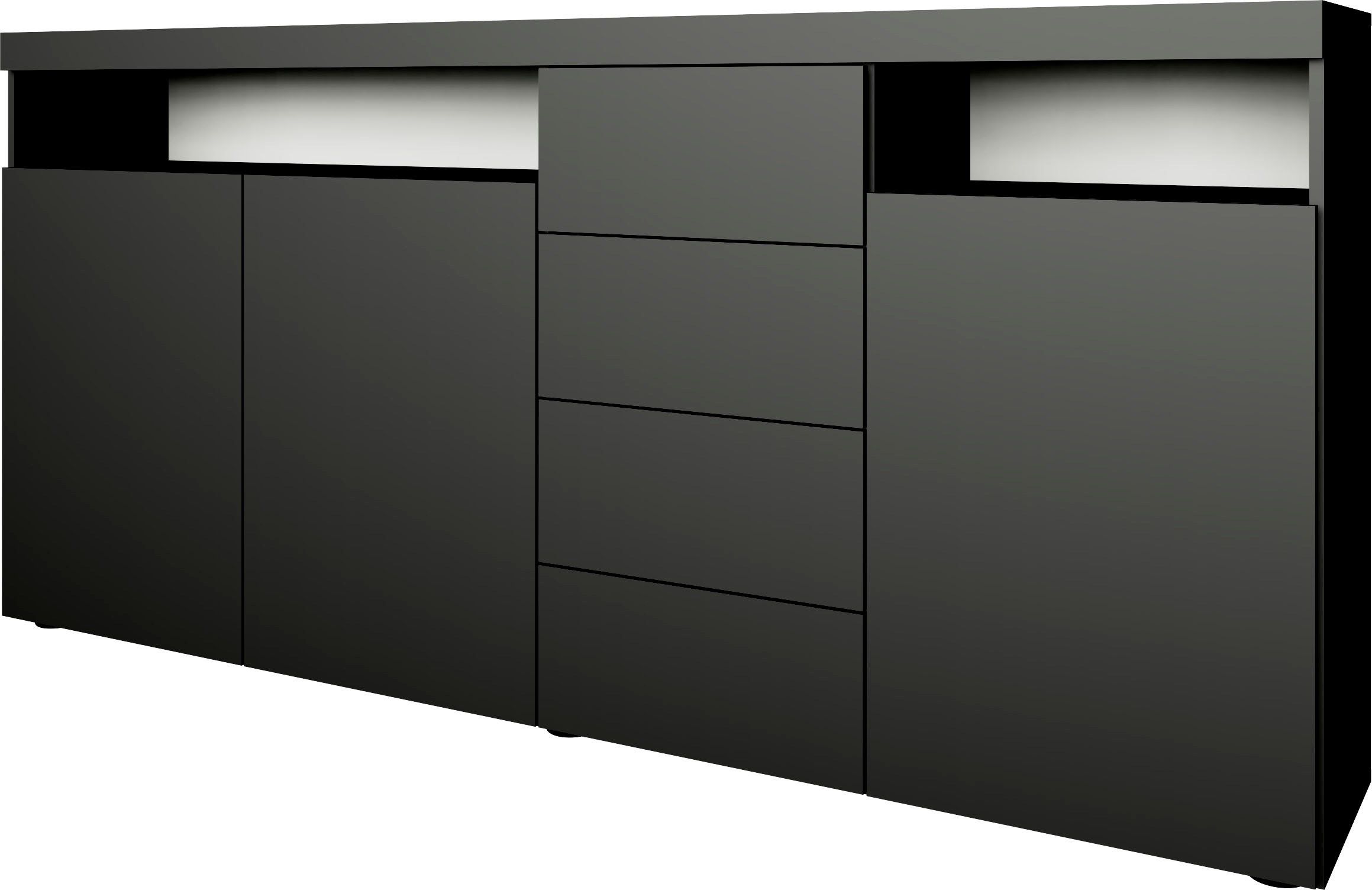 Preisvergleich für borchardt Möbel Highboard Kapstadt, Breite 200cm, Kommode mit Drucköffner Türen, Schubladen, offene Fächer, viel Stauraum,, BxHxT