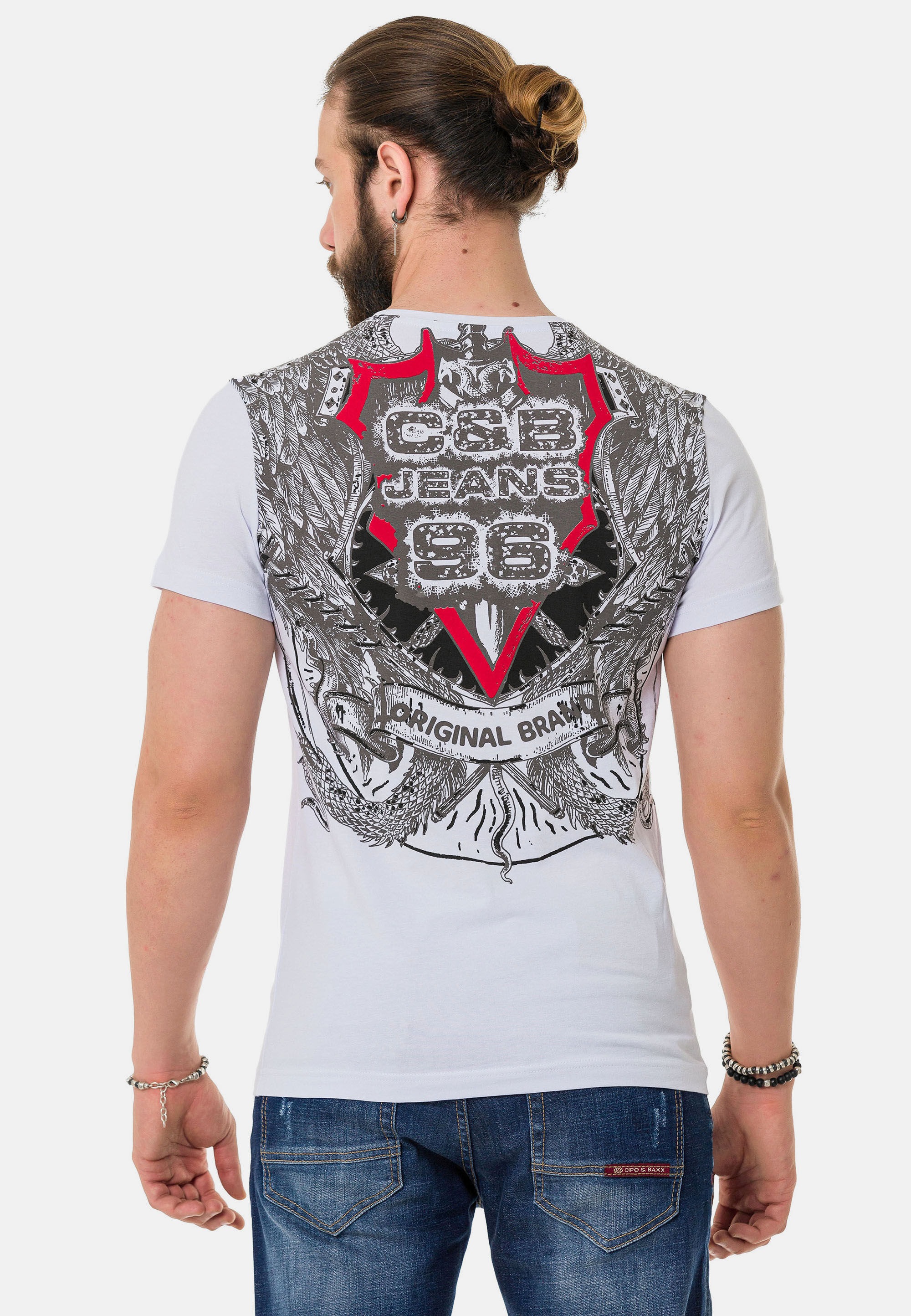 Cipo & Baxx T-Shirt »T-Shirt«, mit Schattenmuster auf der Vorder-und Rückseite