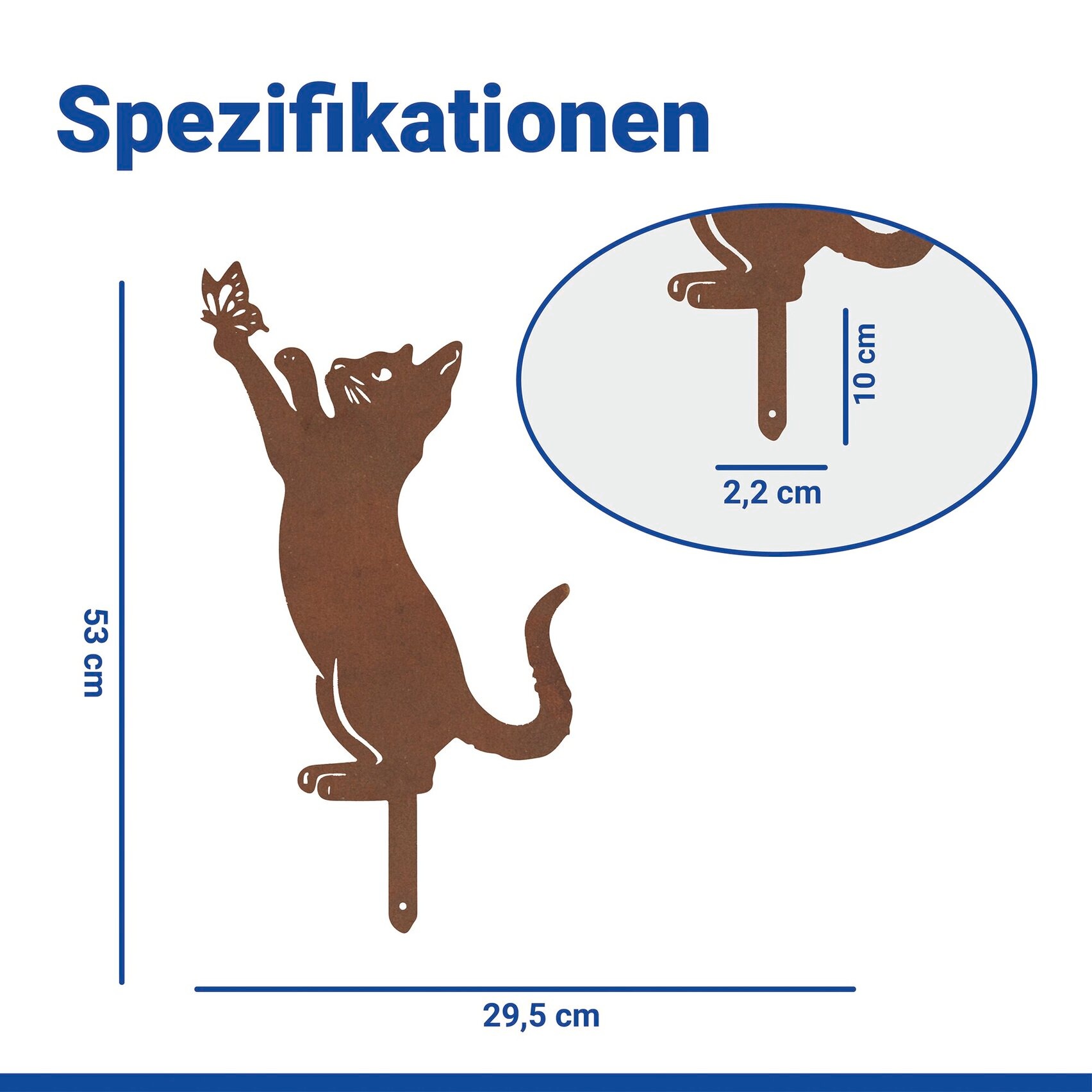 Maximex Gartenstecker »Katze & Schmetterling« Gartendekoration, wetterbeständig, Edelrost-Effekt mit feiner Patina