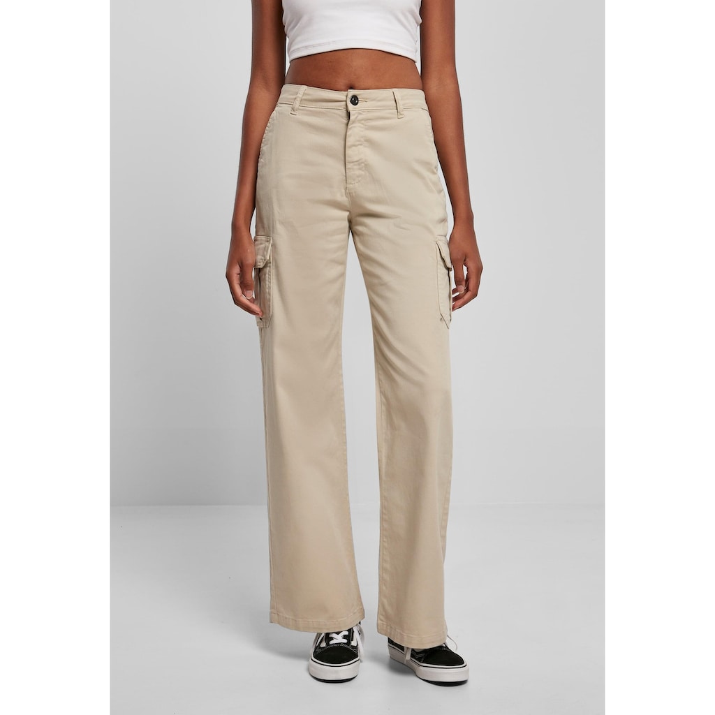 URBAN CLASSICS Stoffhose »Urban Classics Damen Ladies High Waist Straight Cargo Pants«, (1 tlg.)