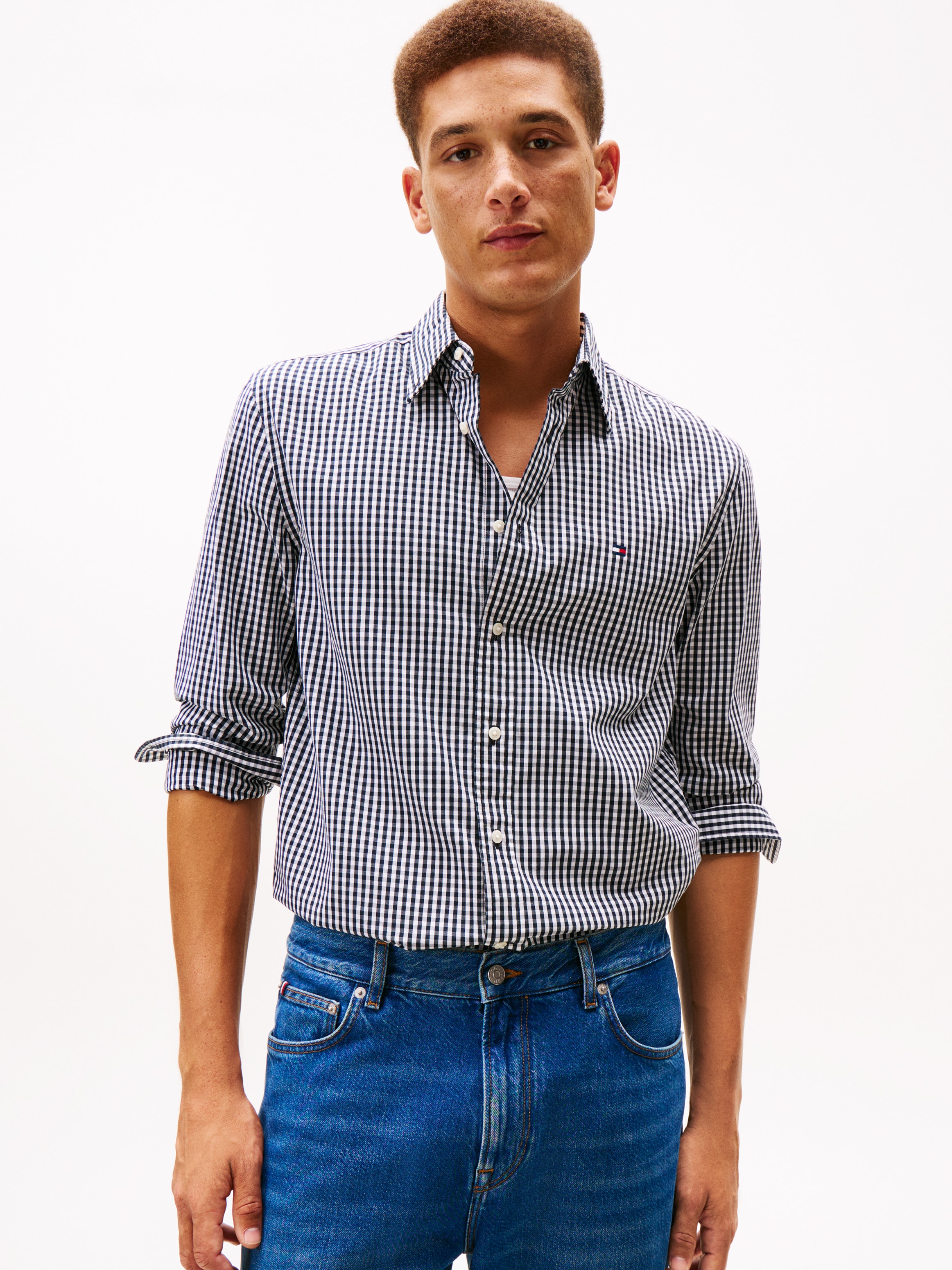 Tommy Hilfiger Langarmhemd "FLEX POPLIN BIG GINGHAM" regular fit, Button-do günstig online kaufen