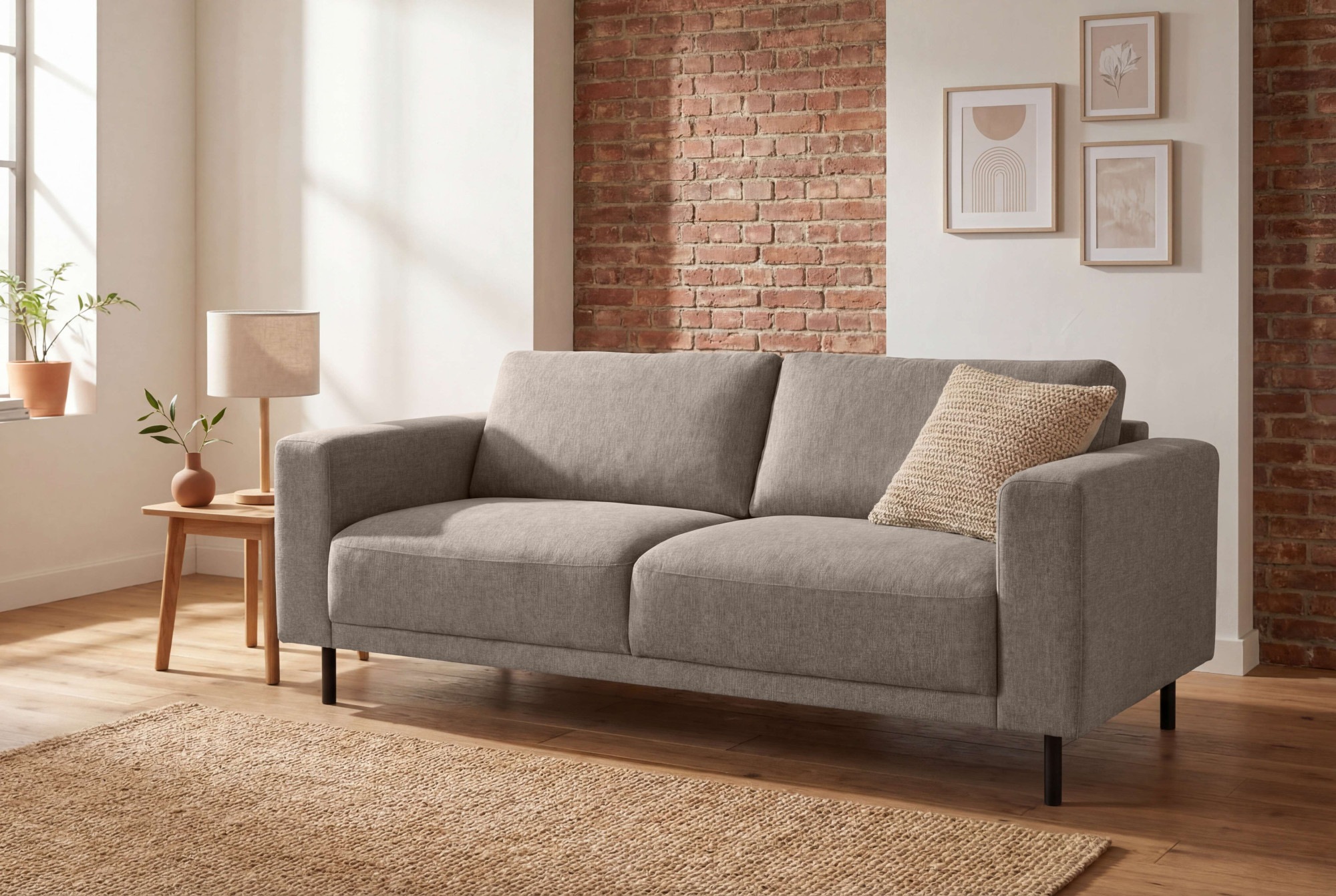 2,5-Sitzer HOME AFFAIRE, B:183cm H:78cm T:90cmbraun, 100% PES, Sofas, "Sveeva, Kompaktsofa, B.183 cm, schwarze Metallfüße", langlebiger Webstoff, mit