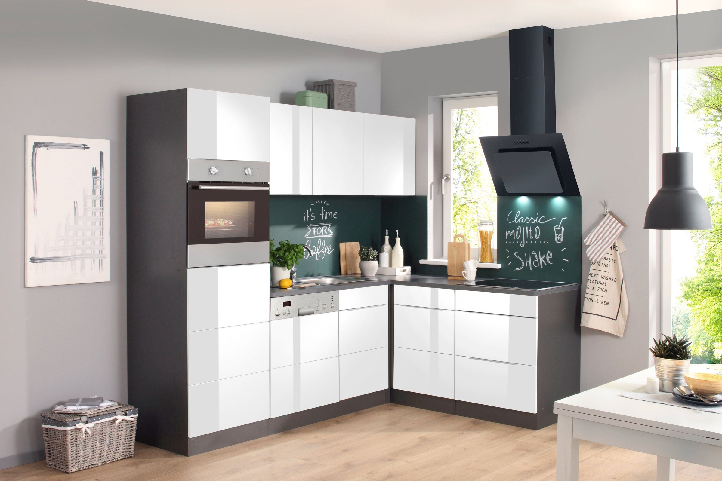 KOCHSTATION Winkelküche »KS-Brindisi Stellbreite 230/170 cm«, wahlweise mit E-Geräten und Induktion, mit MDF-Fronten