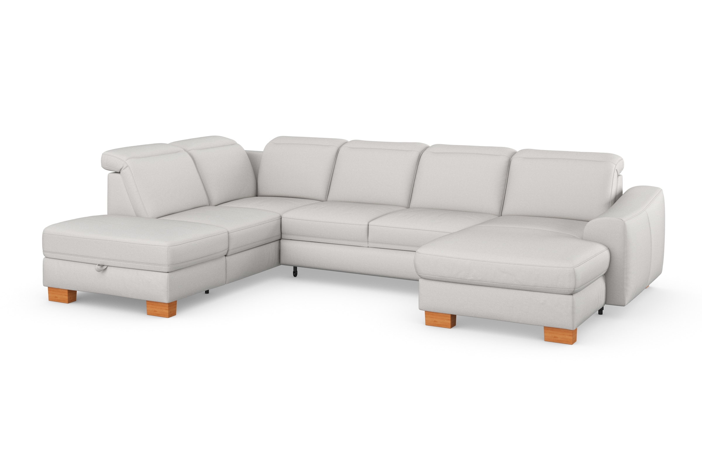 sit&more Wohnlandschaft »Dundee U-Form«, mit Federkern und Massivholzfüßen, wahlweise mit Kopfteilverstellung