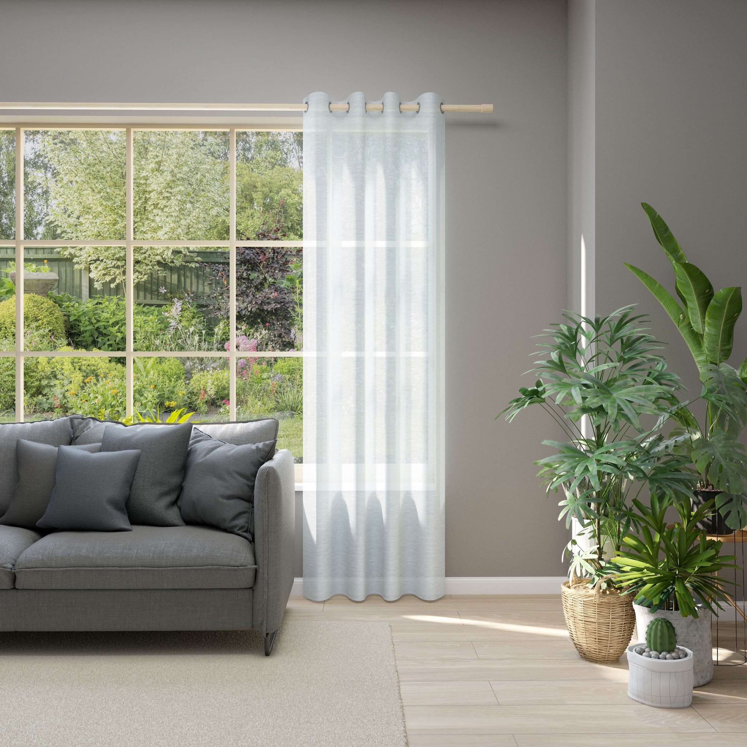 Vorhang NEUTEX FOR YOU, B:140cm H:270cm, grau, Jacquard, Polyester, Wohnzimmer, Gardinen, "Allure", Ösenschal mit Metallösen, Breite 140 cm, nach Maß