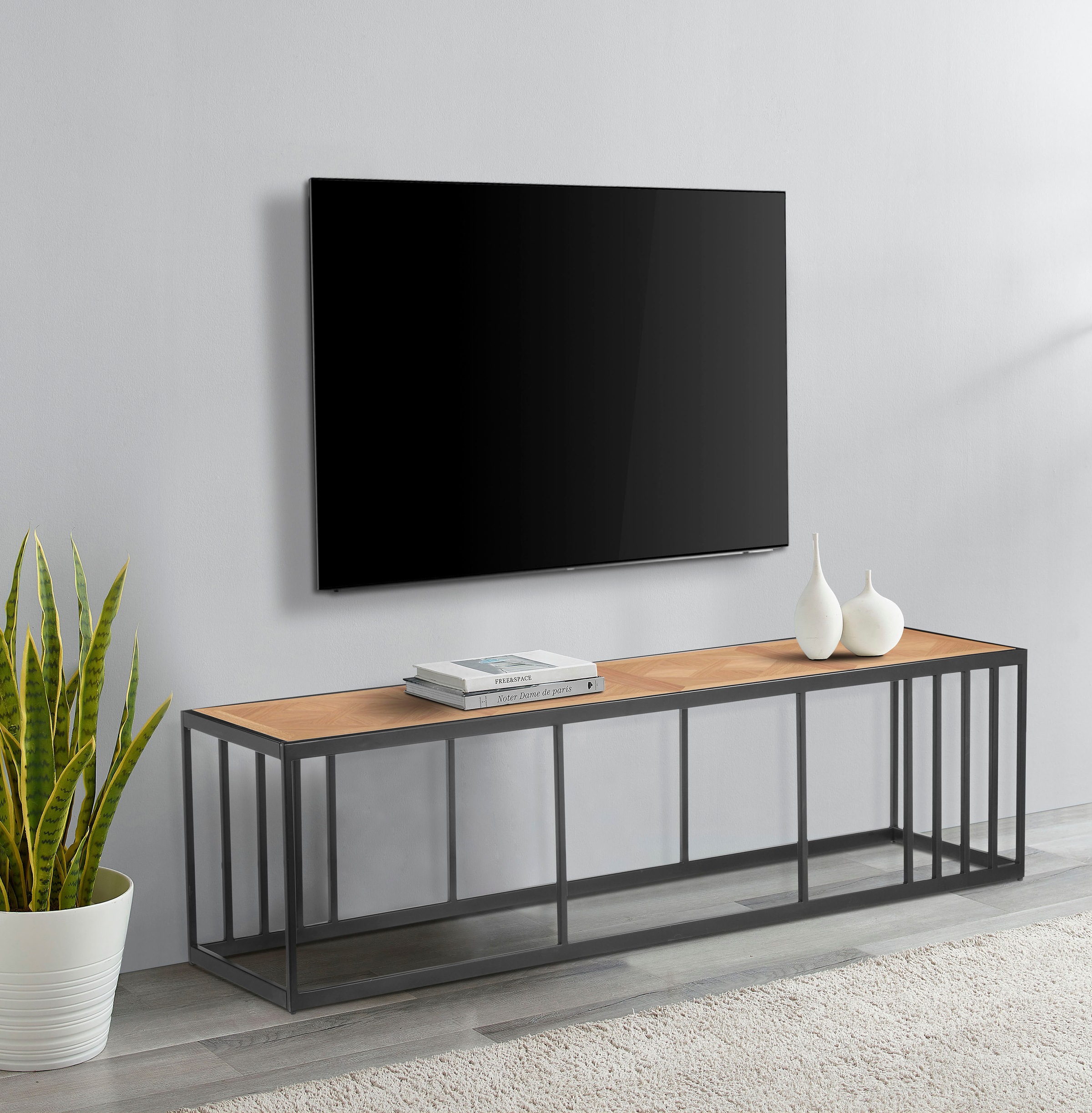 Home affaire Lowboard »Winding, TOPSELLER!«, aus MDF und Furnier, Füße aus Metall, Breite 160 cm