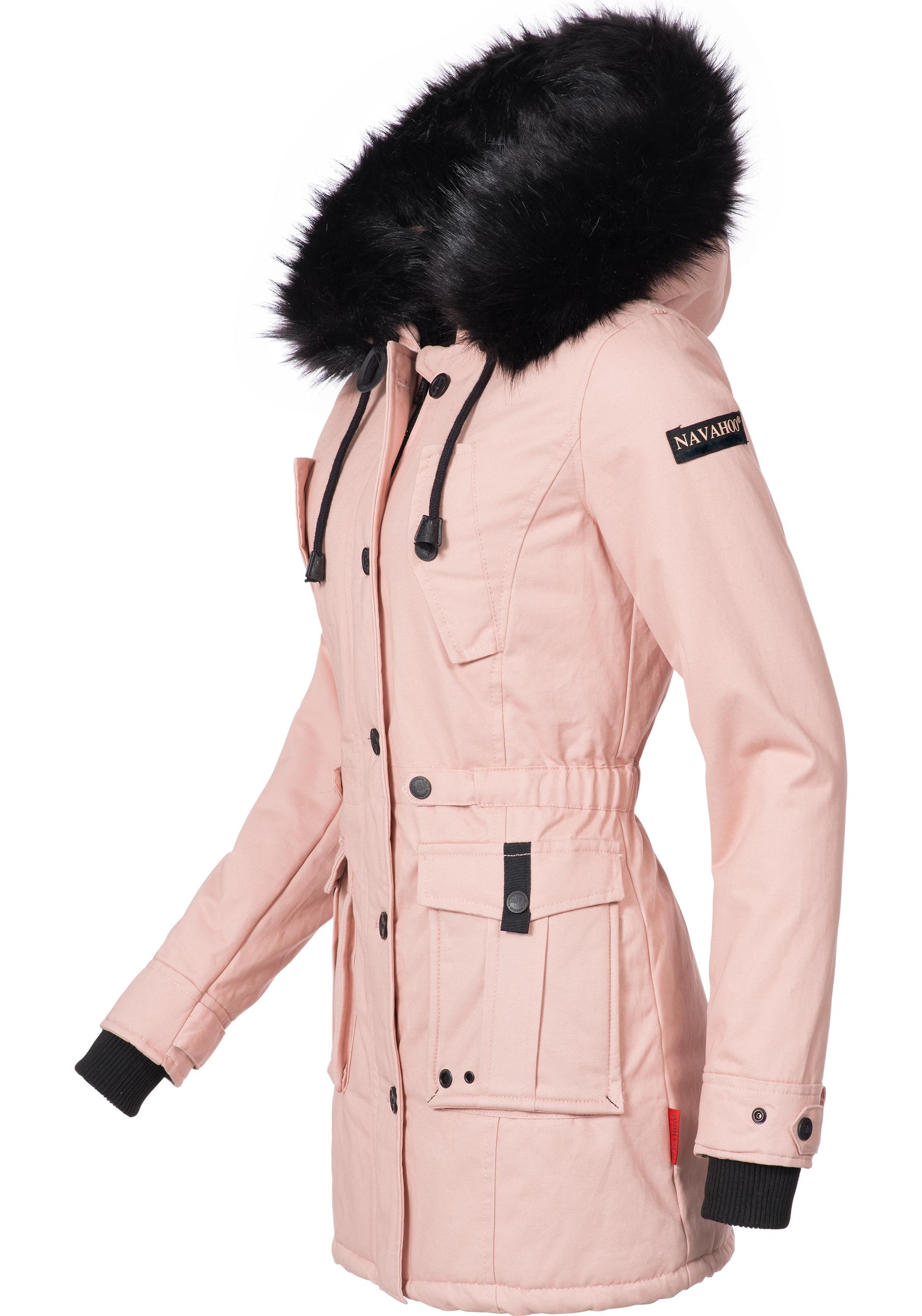 Navahoo Wintermantel »Luluna«, edler Baumwoll Parka mit Fellimitat