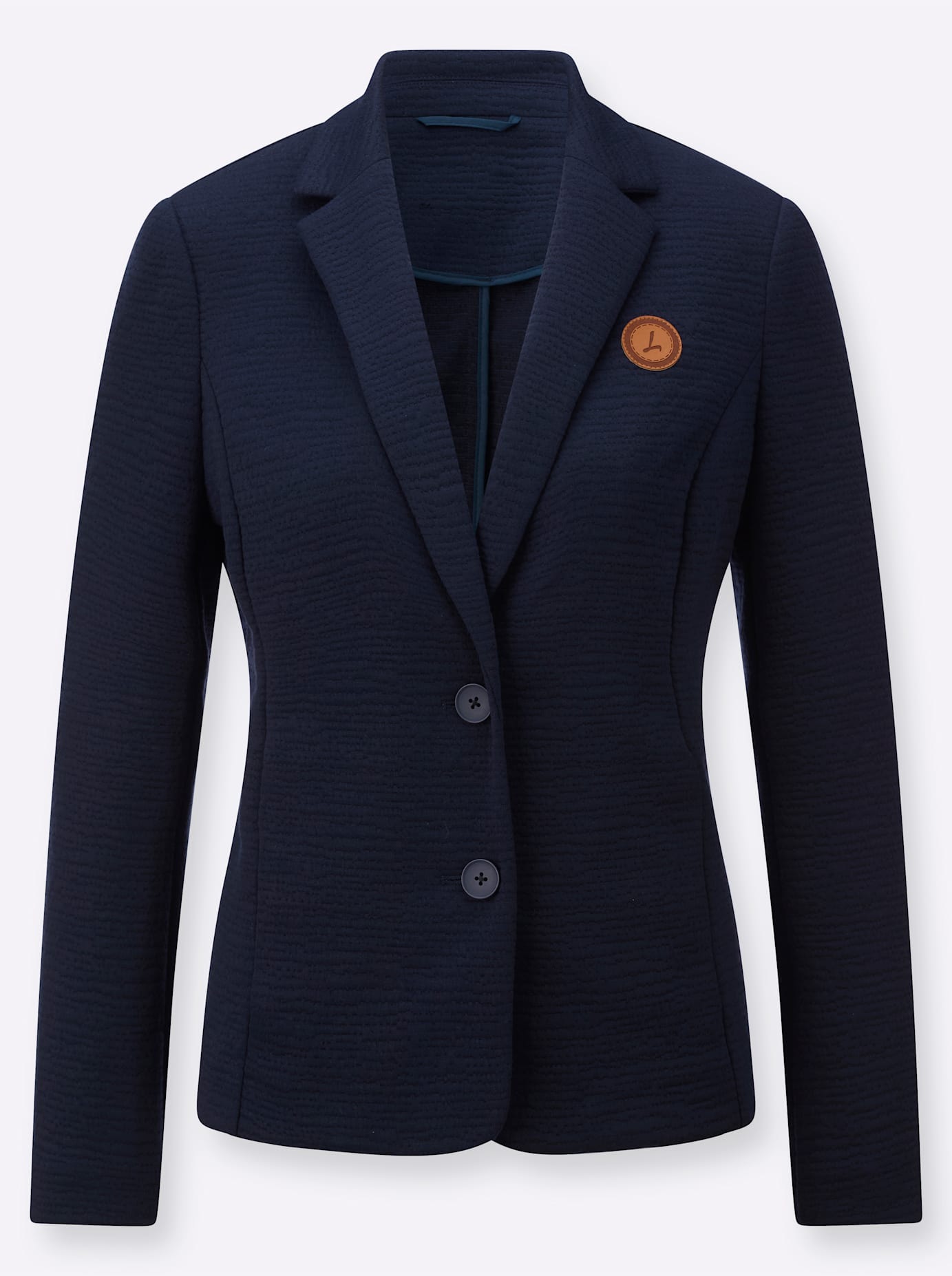 Jerseyblazer CASUAL LOOKS "Jersey-Blazer", Damen, Gr. 46, marine, 97% Polyester, 3% Elasthan, Blazer 3