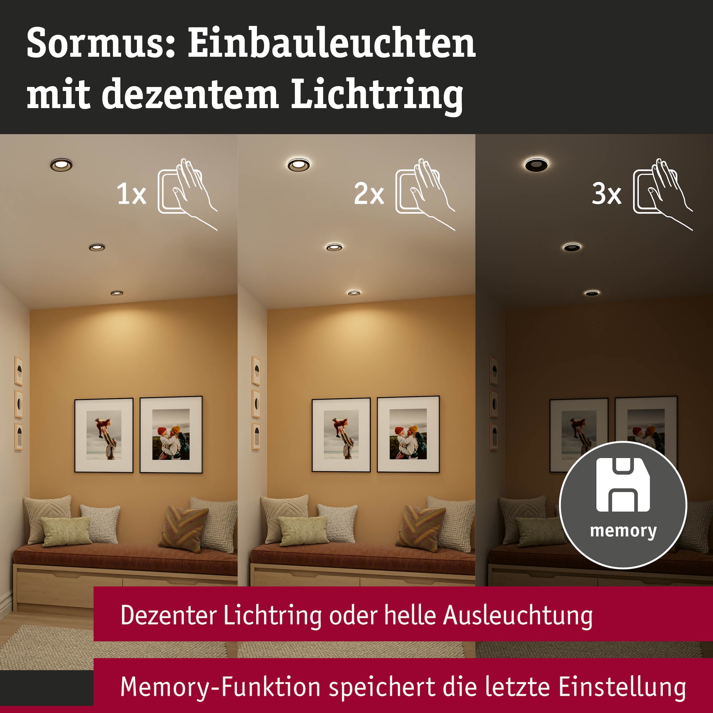 Paulmann LED Einbauleuchte »LED Einbauleuchte Sormus IP65 rund 100mm«, 1 flammig, Memoryfunktion
