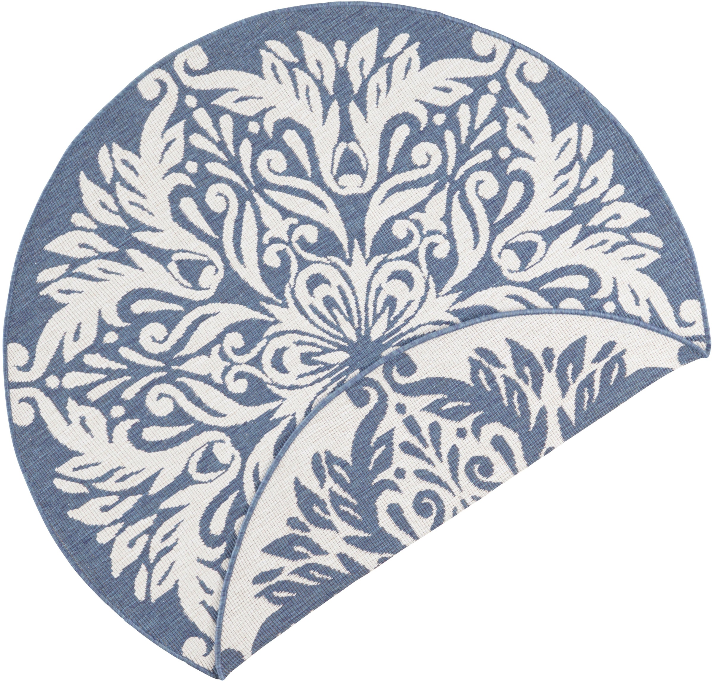 NORTHRUGS Teppich »Madrid«, rund, 5 mm Höhe, In-& Outdoor, Wetterfest, Balkon, Garten, Wohnzimmer, Wasserfest