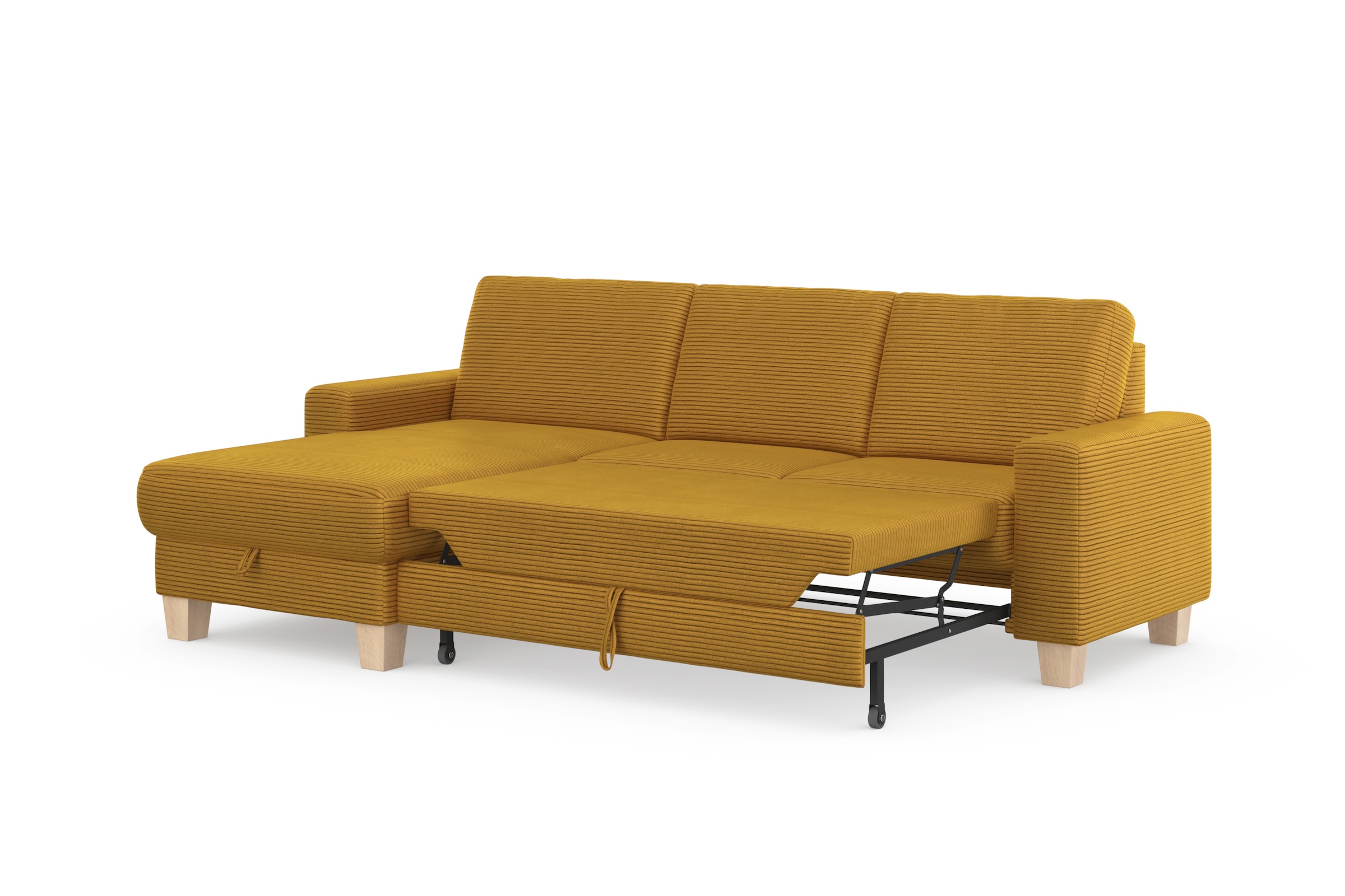 Home affaire Ecksofa »Summer L-Form«, mit Recamiere, mit oder ohne Bettfunktion und Bettkasten, Cord-Bezug