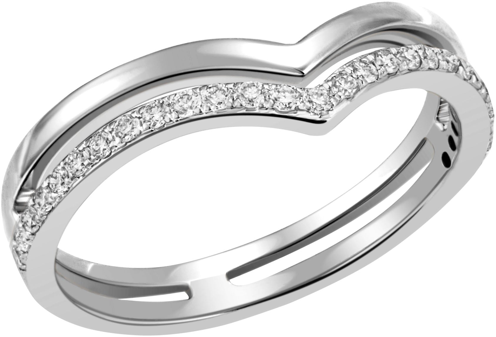 Fingerring FIRETTI "Schmuck Geschenk Silber 925 Silberring Ring Spitze" Gr. 56, silber (silberfarben, kristallweiß), Fingerringe, Damen, 56, Silber 925 (Sterlingsilber), 3,5mm, Fingerring, mit Zirkonia (synth.)