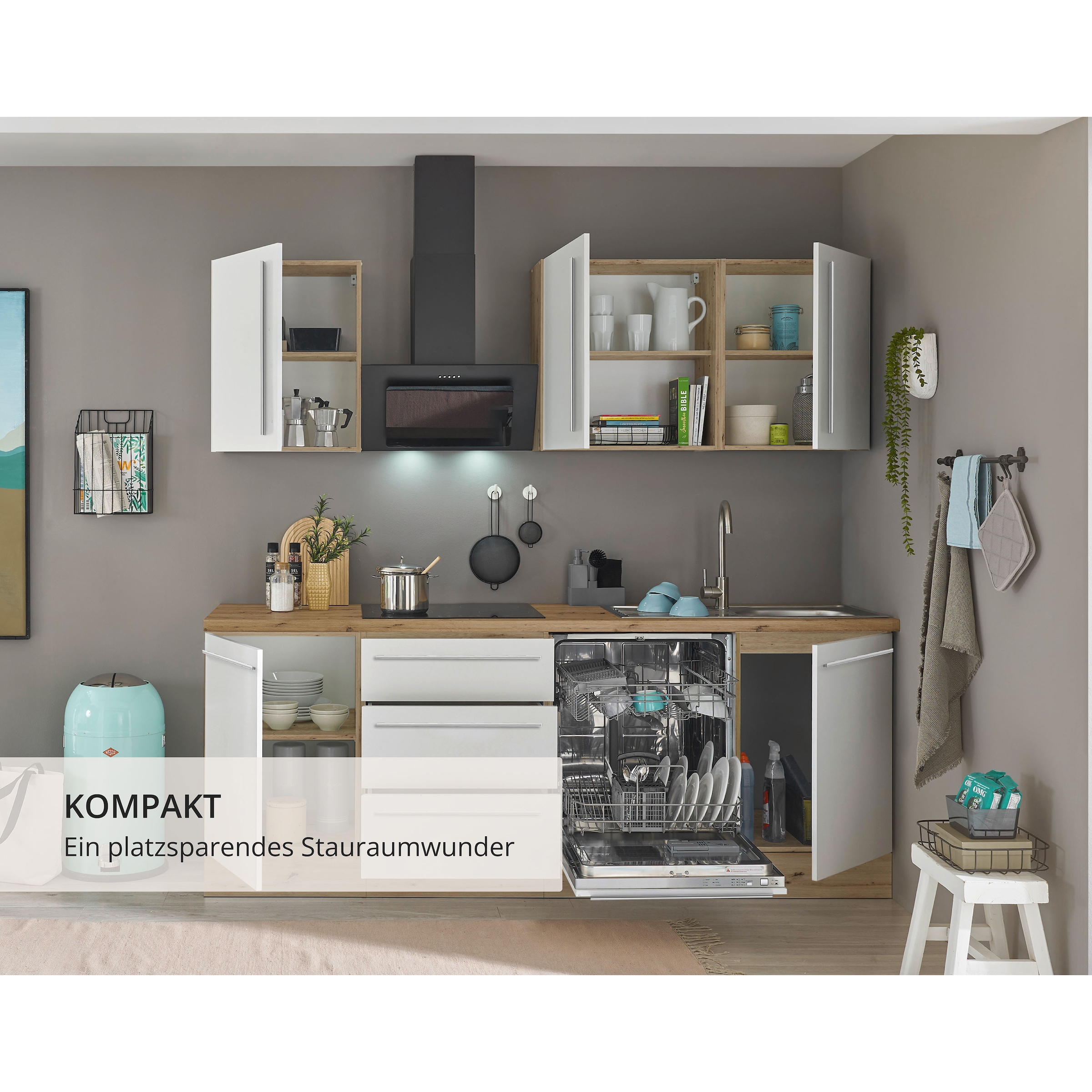 KOCHSTATION Küchenzeile »Florida« Breite 220 cm, Softclose für Türen und Schubkästen, ohne E-Geräte