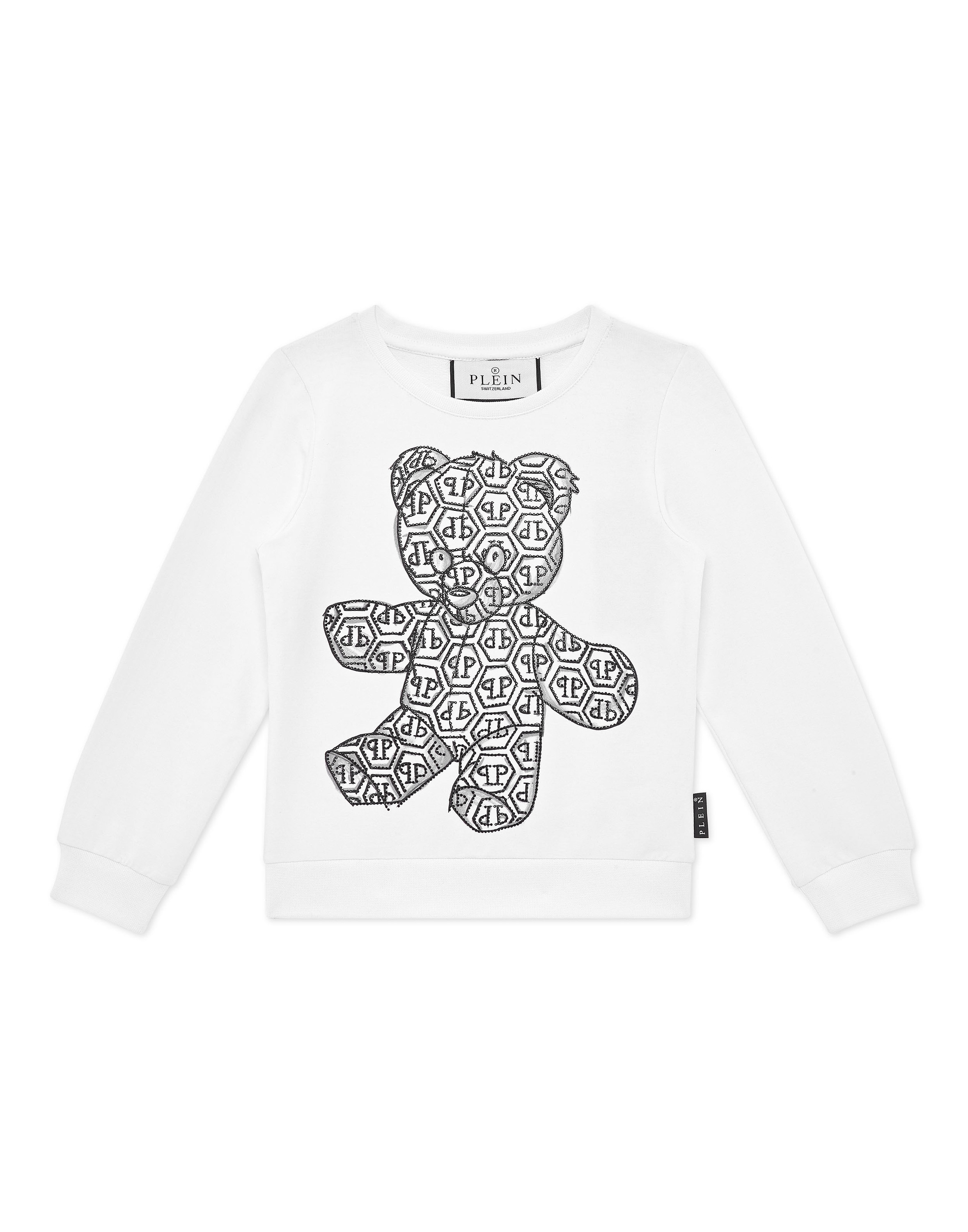 Sweatshirt PHILIPP PLEIN "Teddy", Mädchen, Gr. 8, 01, weiß, Obermaterial: 5% Elasthan, 95% Baumwolle, Sweatshirts Sweatshirt