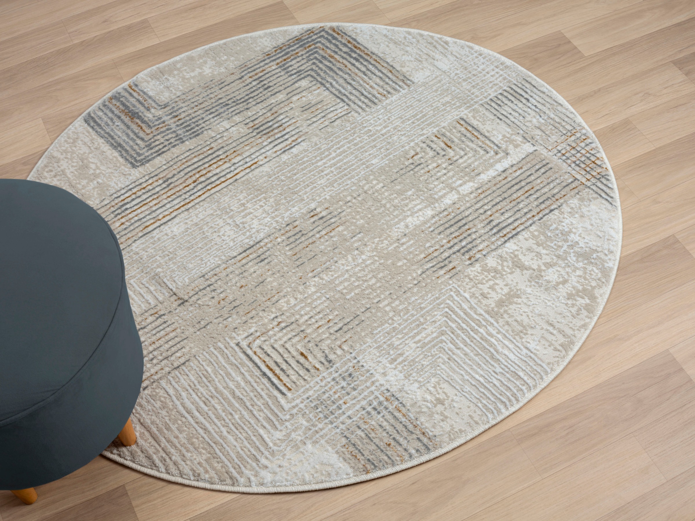 Myflair Möbel & Accessoires Teppich »My Way«, rund, 10 mm Höhe, Kurzflor, Retro-Design, besonders weich durch Microfaser