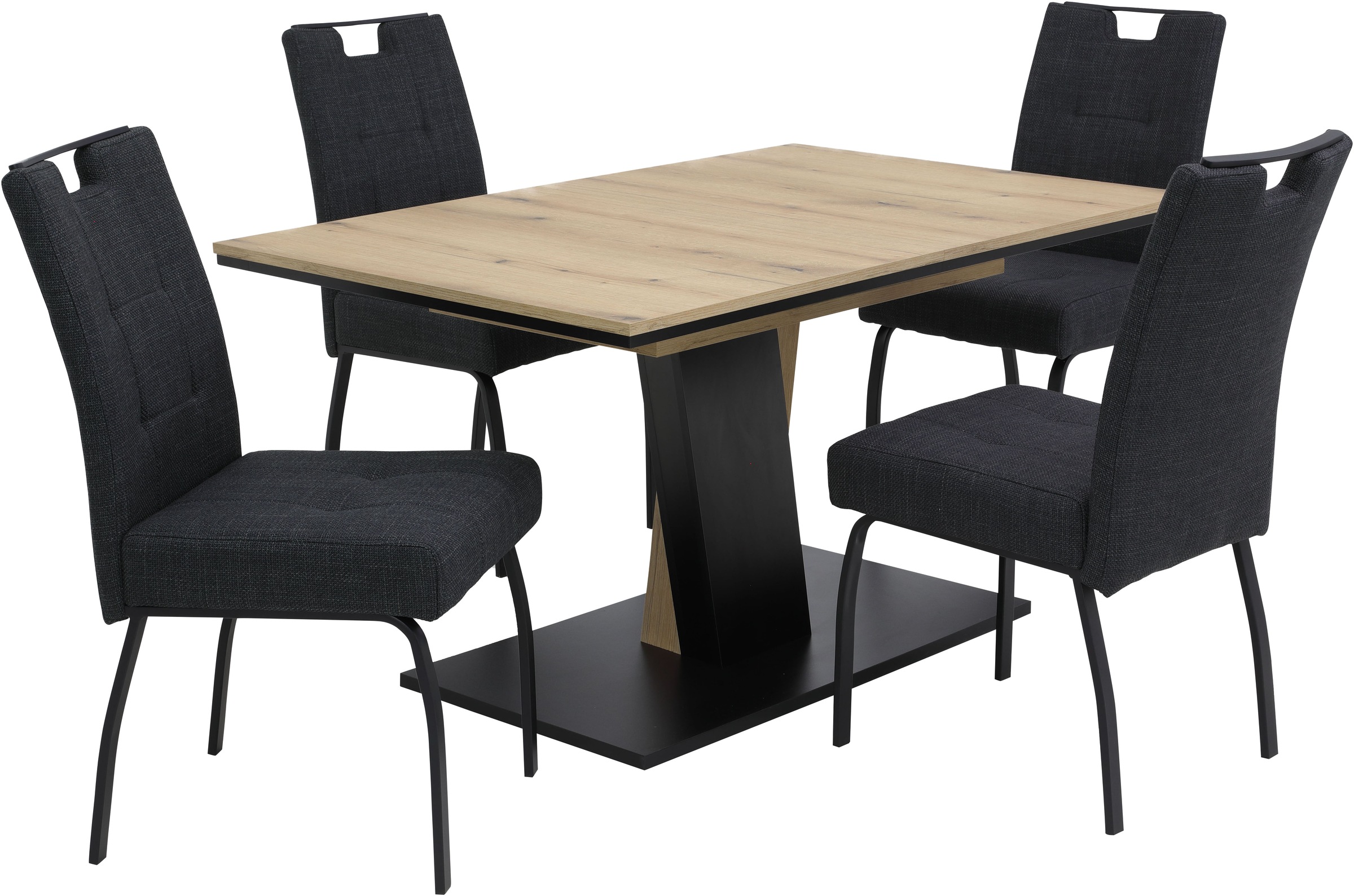 HELA Essgruppe "EBRO" Set, 5 Stk. tlg. Mit Synchronauszug, Vierfußstuhl XL Sitzbreite, Federkorb, Griff