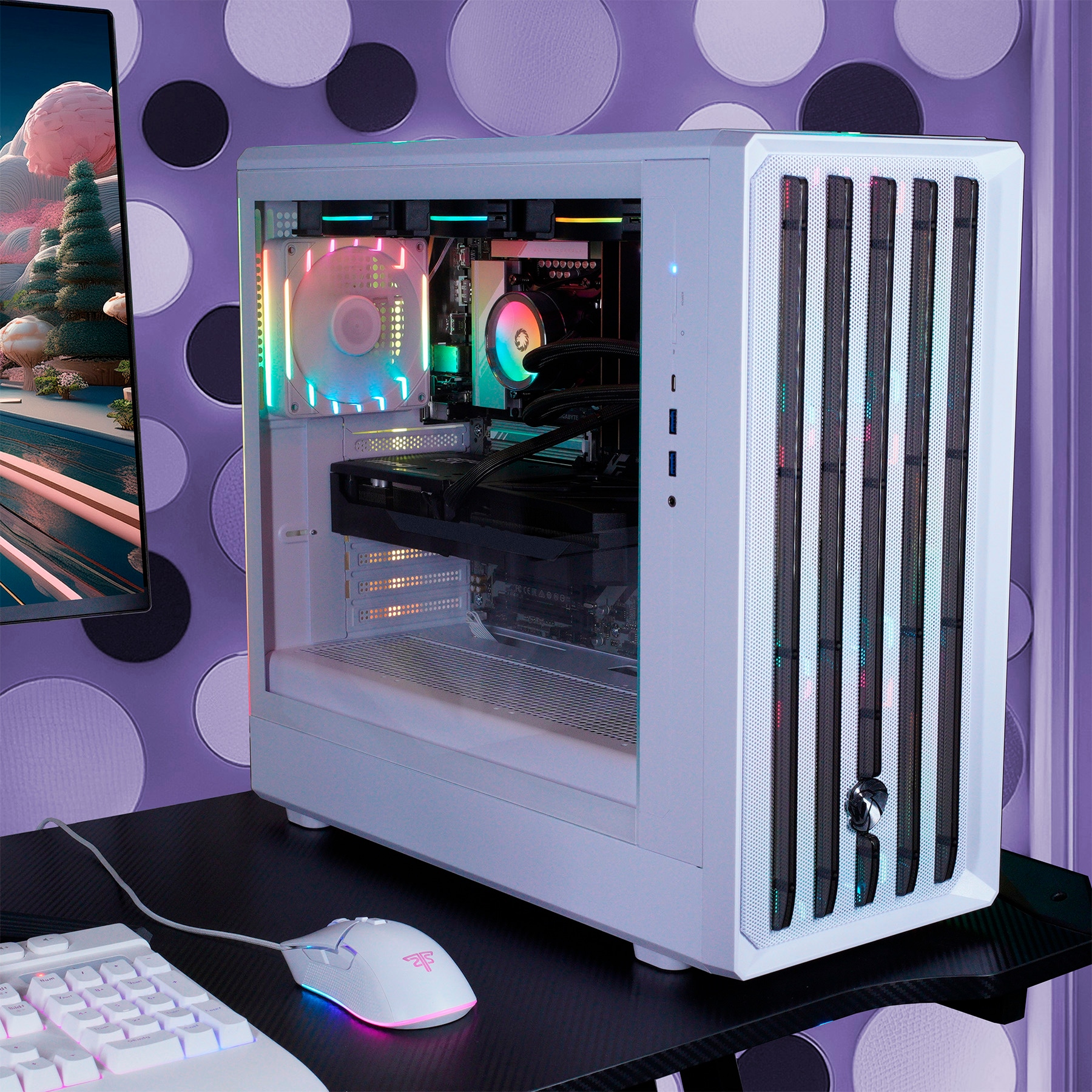 GAMEMAX Gaming-PC-Komplettsystem »MegaDeal CLAW WH 2884 AMD Ryzen 7 9700X 32GB DDR5 1TB SSD RX 9070 XT« 34 ″ AMD Ryzen 7 Radeon RX 9070 XT 32 GB RAM 1.000 GB SSD Windows 11, DDR5 RAM+ MSI PRO MP341CQW LED-Monitor Curved 86,4cm (34")