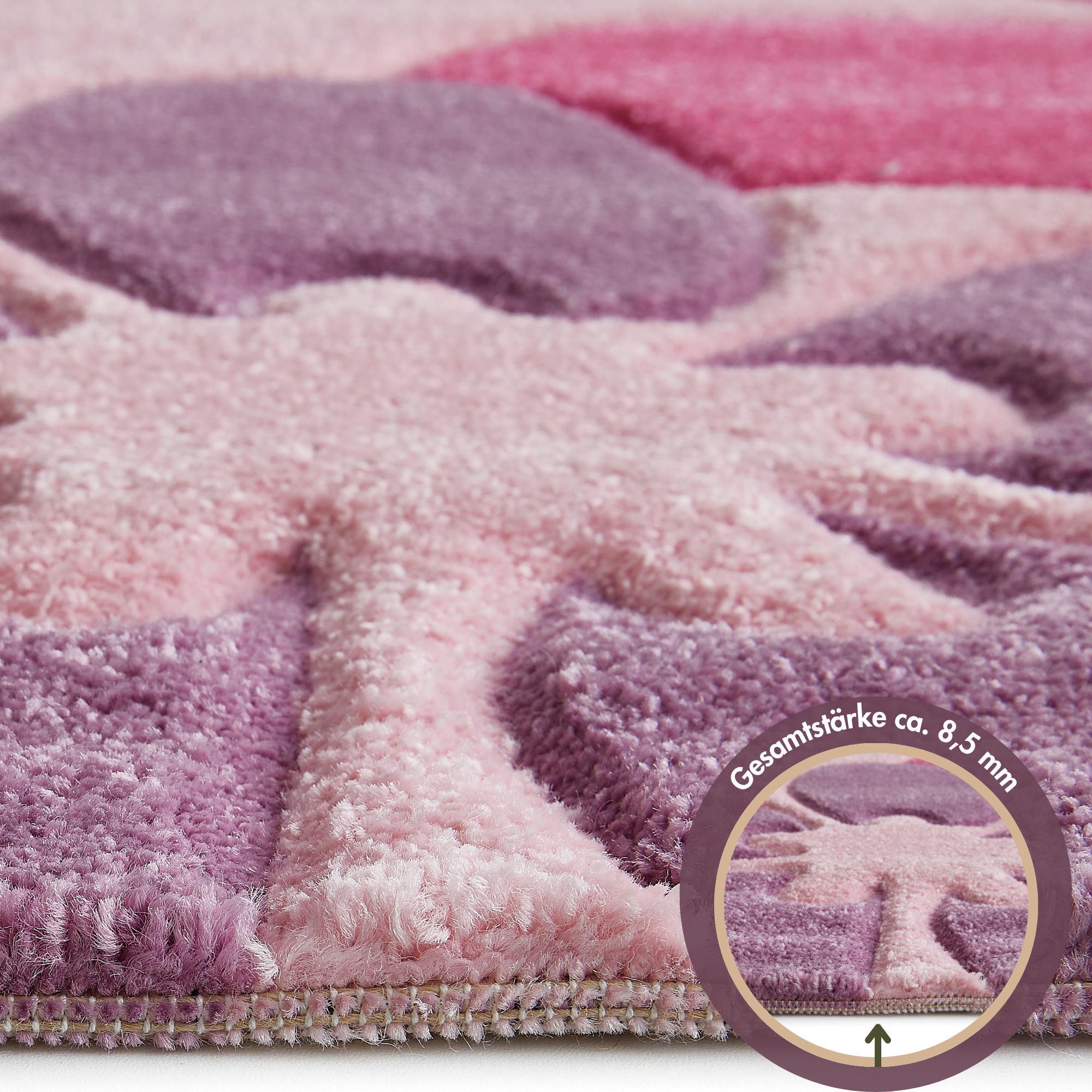 Kinderteppich LUXOR LIVING "Flair" Gr. 3, pink, B:120cm H:15mm L:170cm, Kunstfaser, Teppiche, Kinderteppich, Kurzflor, Blumen Design, Kinderzimmer 3