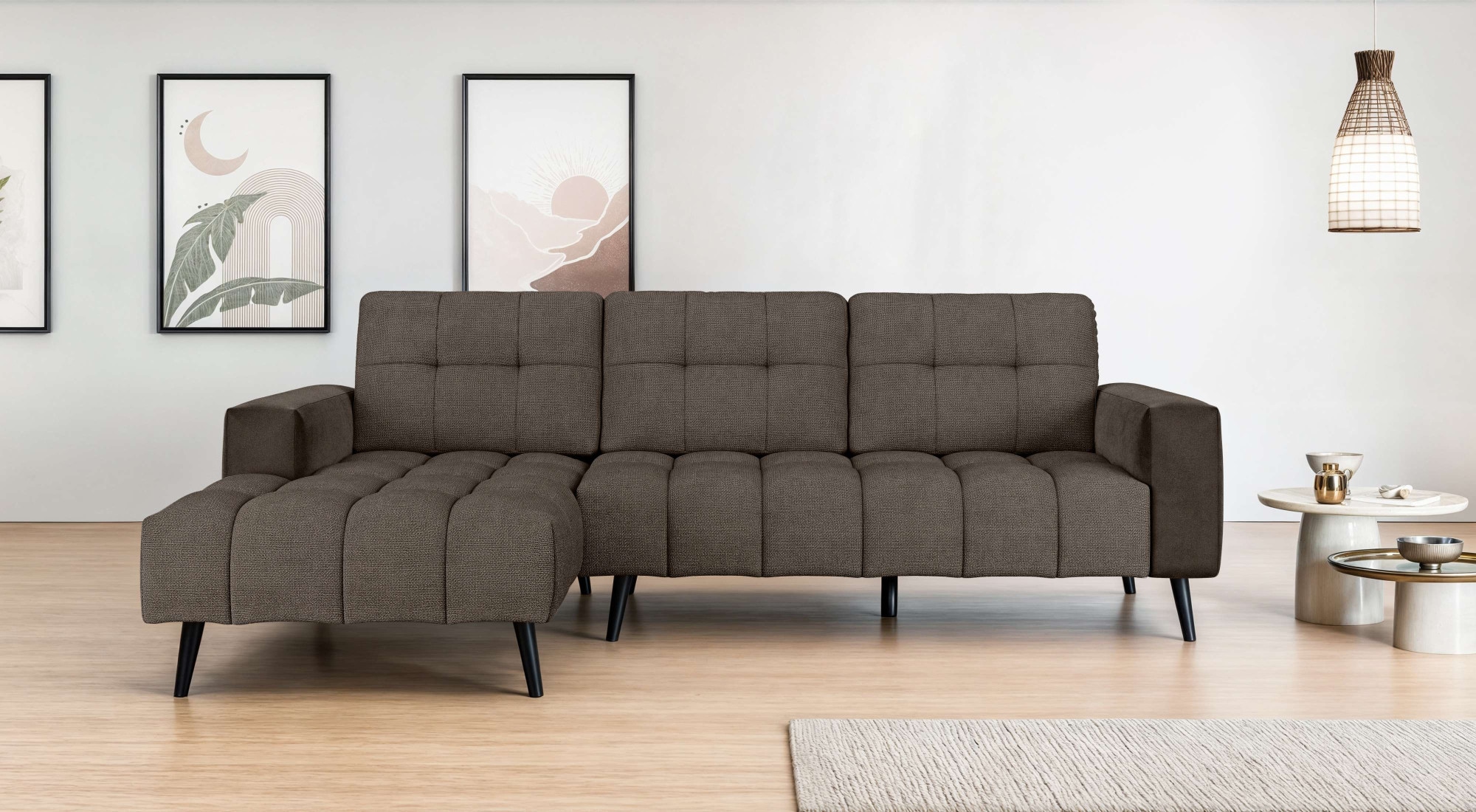Home affaire Ecksofa "SERINE mit Recamiere rechts/links bestellbar, Maße B/H/T 253/91/161 cm" L-Form mit Wellenunterfederung, 3 Rückenkissen, ohne Bettfunktion