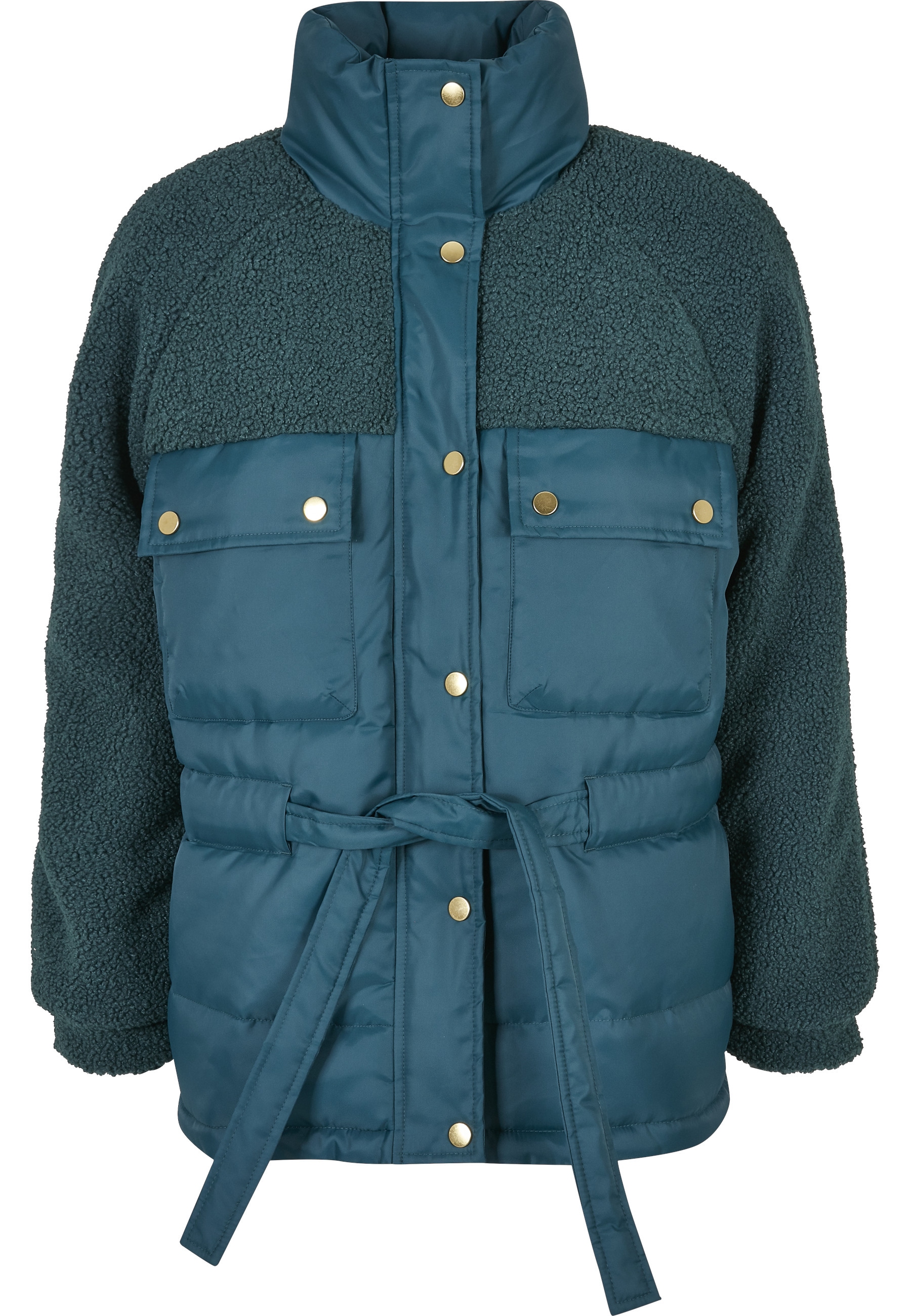 URBAN CLASSICS Winterjacke »Urban Classics Damen Ladies Sherpa Mix Puffer Jacket« 1 Stk. tlg. ohne Kapuze