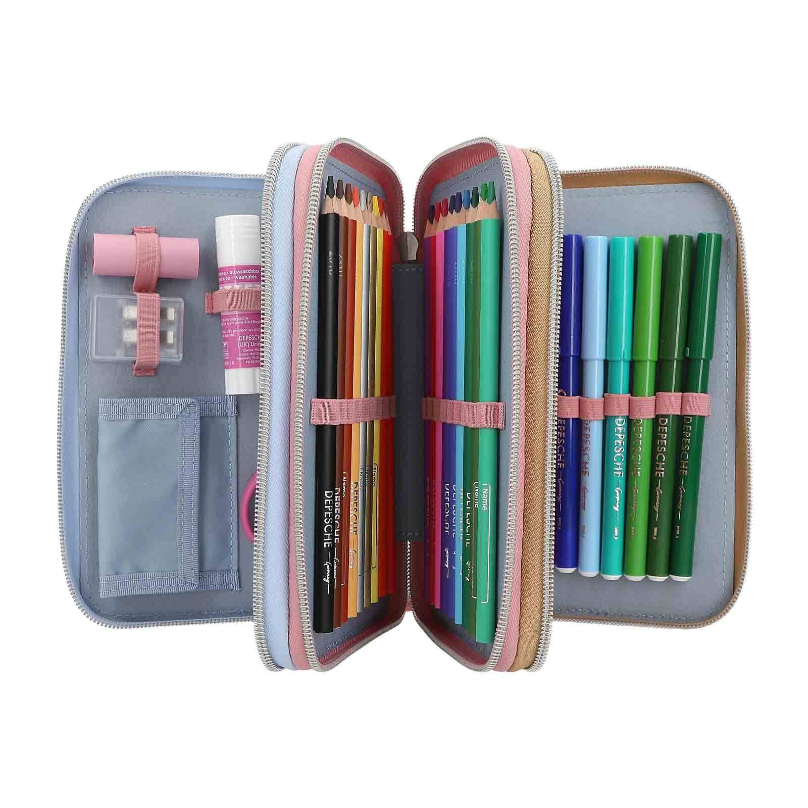 Depesche Buntstift »3-Fach Federtasche TEAM TEDDY inkl. Stifte TOPModel 20 x 13 x 7,5 cm bunt«