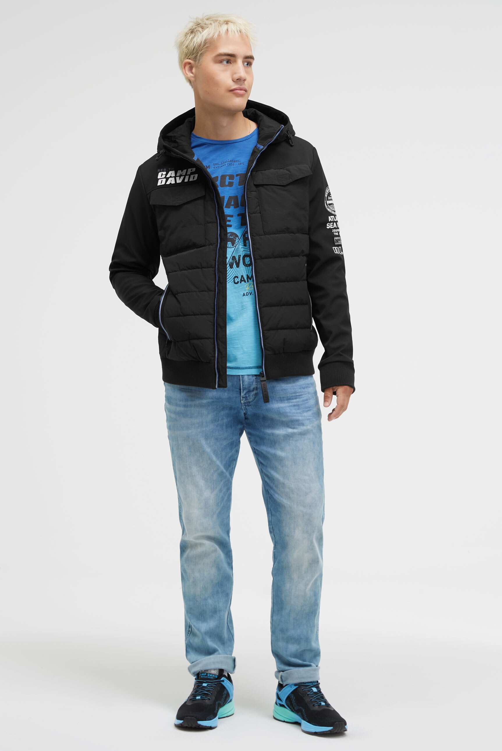CAMP DAVID Winterjacke, mit Kapuze, mit Brusttaschen