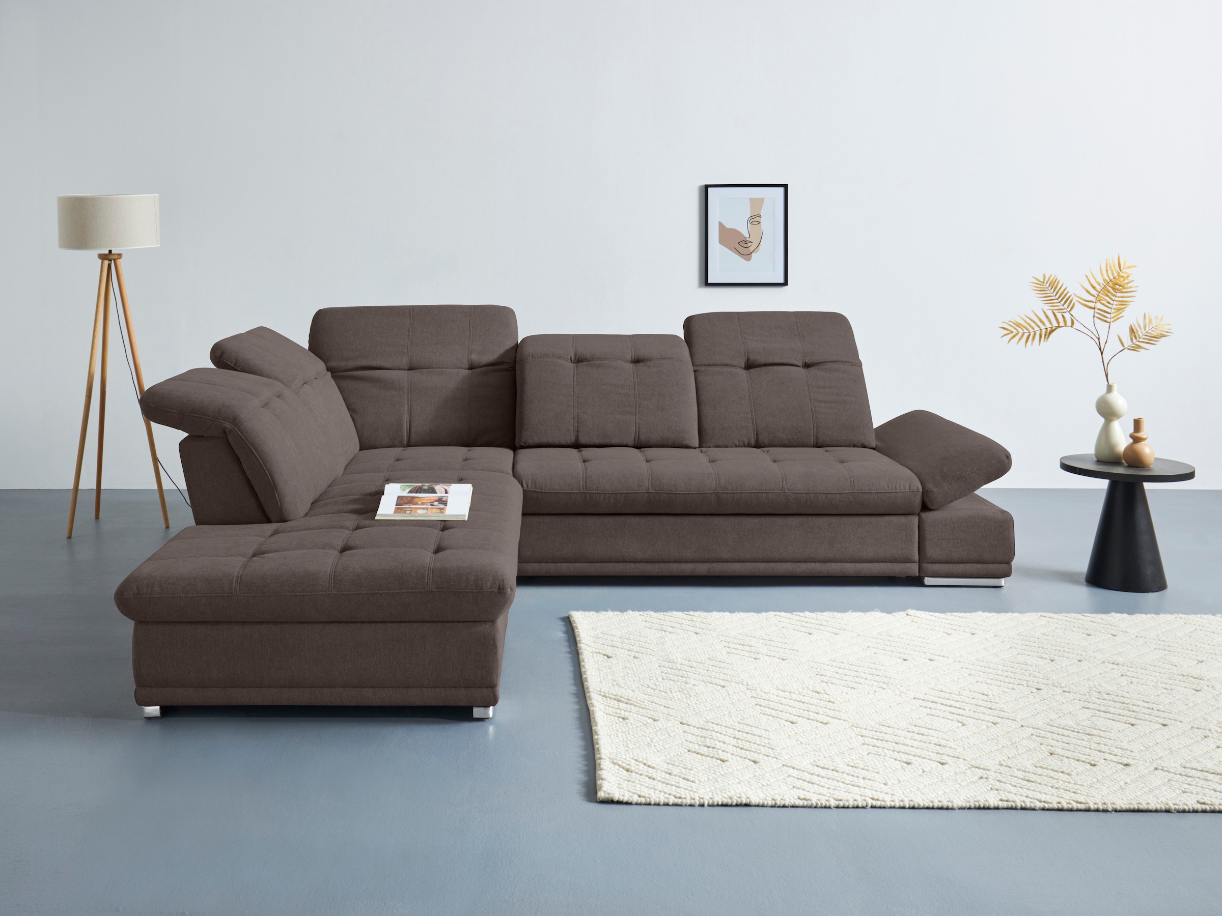 COTTA Ecksofa "Holiday L-Form mit Sitztiefen-, Armteil- und Kopfteilverstellung" wahlweise mit Schlaffunktion & Bettkasten