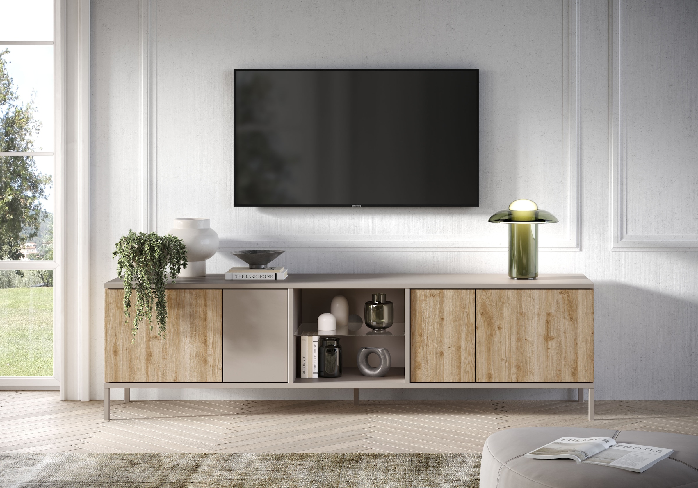 INOSIGN Lowboard "Gent Breite 210 cm, TV-Board mit 4 Türen u. 2 offenen Fächern", TV-Möbel, TV-Kommode, TV-Schrank, Push