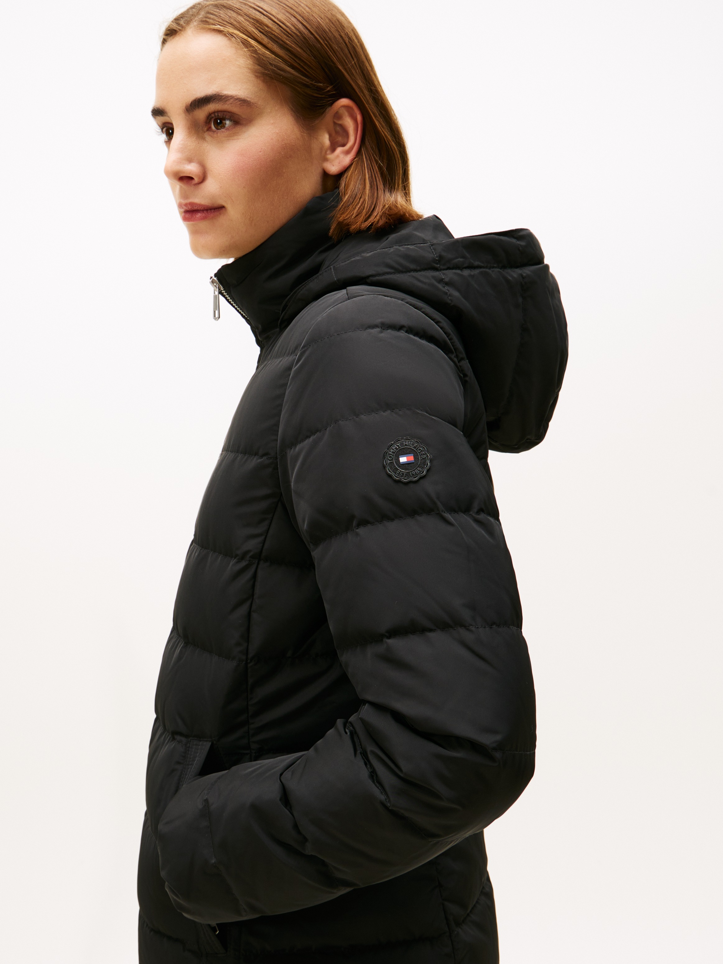 Tommy Hilfiger Steppjacke "MW DOWN SLIM JACKET WITH FUR" mit Kapuze mit Fel günstig online kaufen