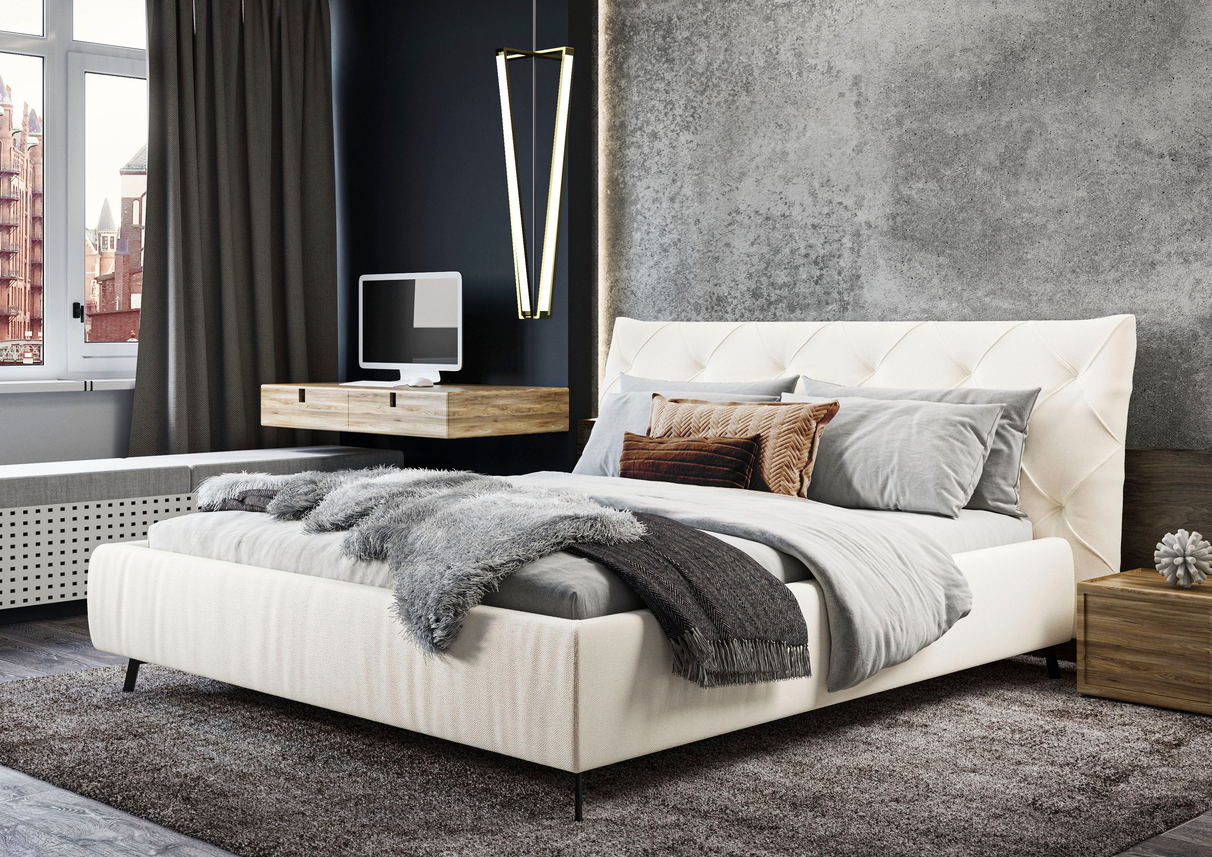 Leonique Polsterbett »Maxime«, Kopfteilhöhe 105cm, belastbar bis 280 kg, auch in... kaufen