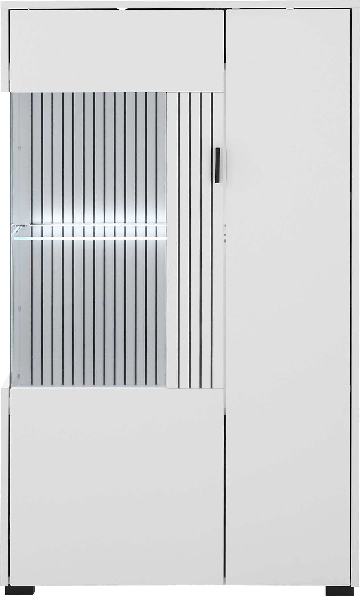 INOSIGN Vitrine »Hudson, Stauraumvitrine«, in moderner Trendfarbe, Griffe aus Metall (Schwarz), Höhe 125 cm