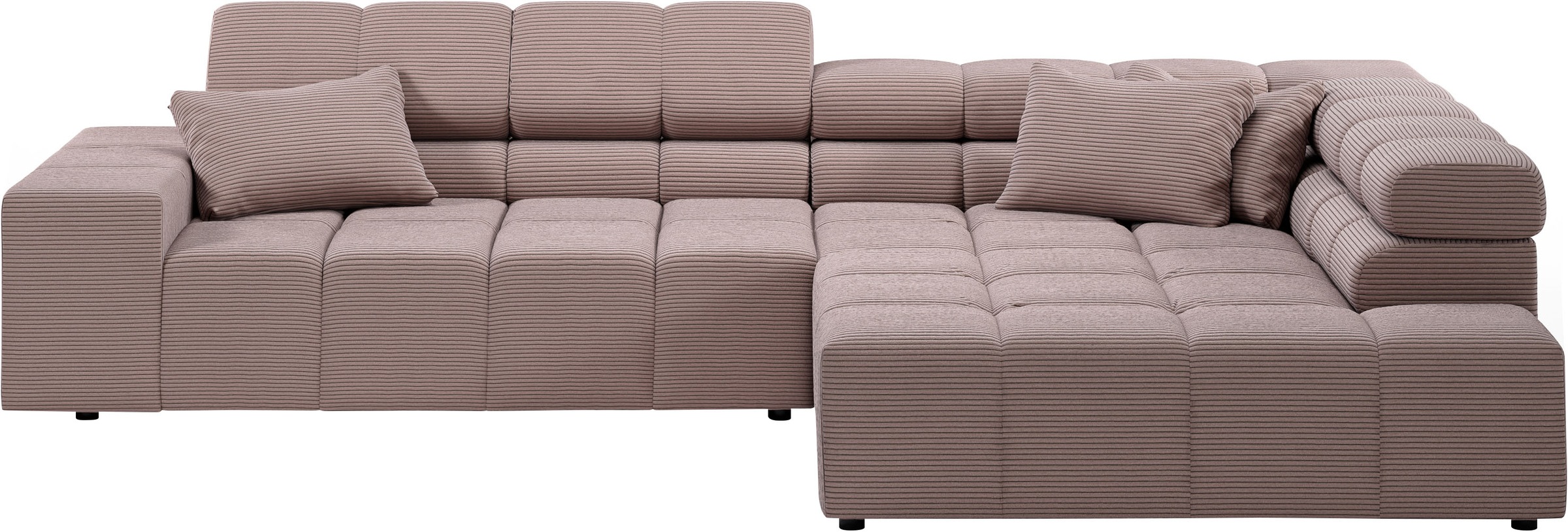 INOSIGN Ecksofa »Ancona incl. Kopfteilverstellung, Zierkissen Breite 319cm, L-Form«, wahlweise motorische Sitztiefenverstellung, auch in Cord + Easy Care