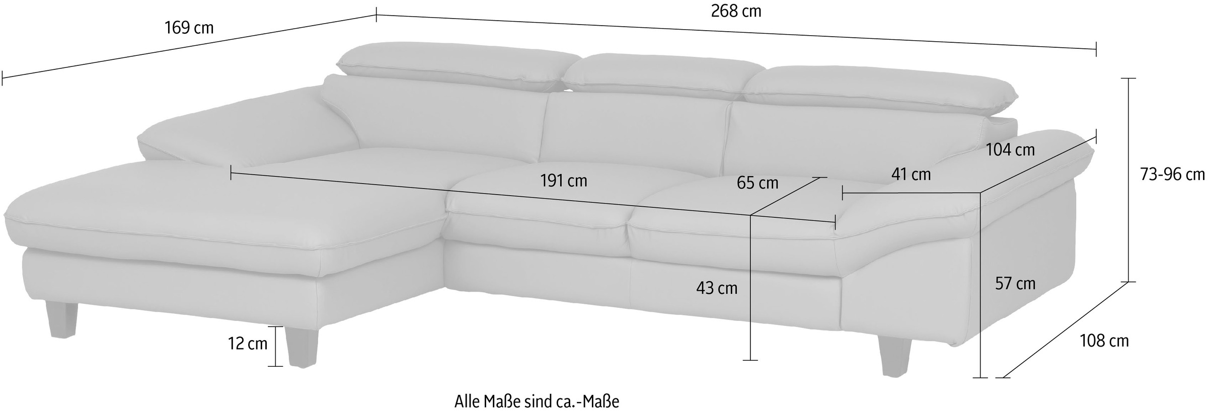 Home affaire Ecksofa »Pilot L-Form«, mit Kopfteilverstellung, optional Bettfunktion und Bettkasten