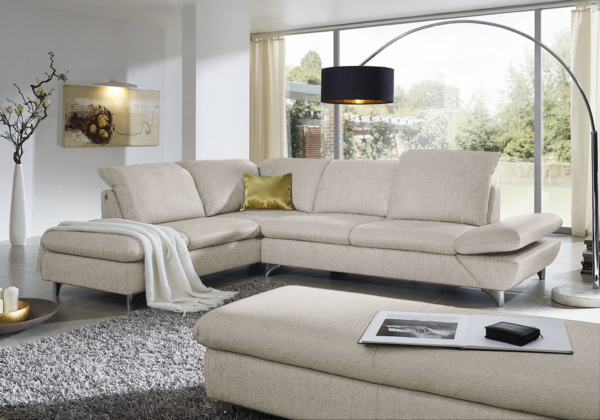 W.SCHILLIG Ecksofa "Taoo, elegant und zeitlos, bequem, L-Form, Breite 296cm" mit Sitziefenverstellung & Kopfteilverstellung