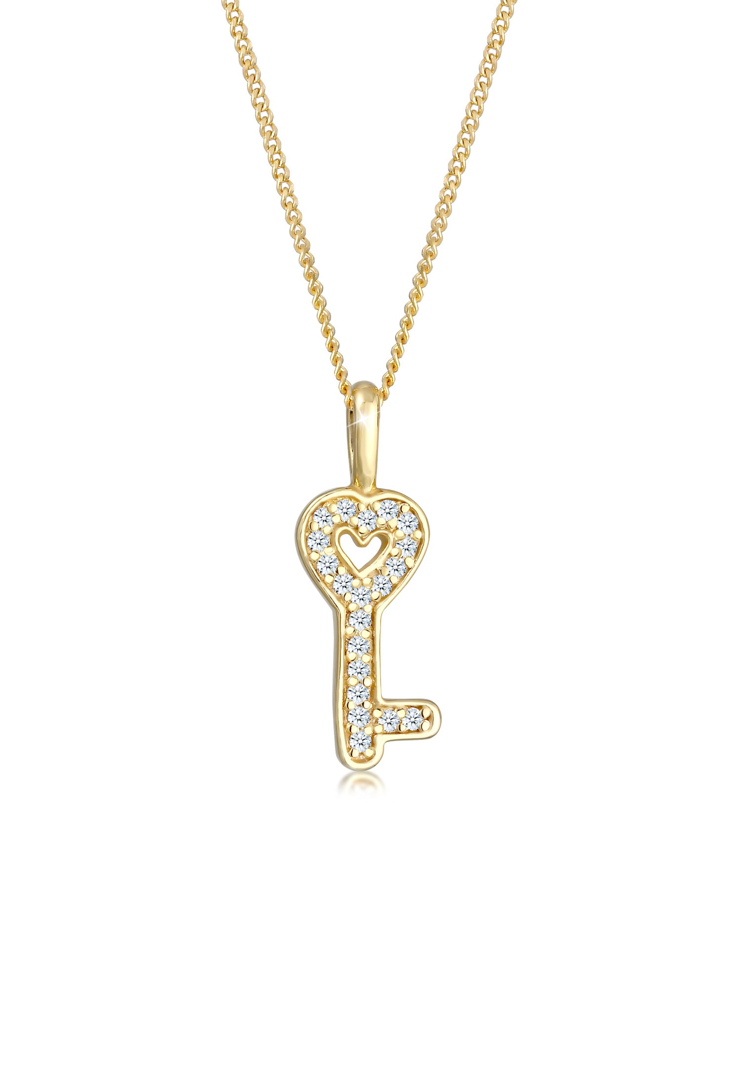Elli DIAMONDS Collierkettchen »Schlüssel Diamant (0.1 Gelbgold« Elegant 585 ct.)