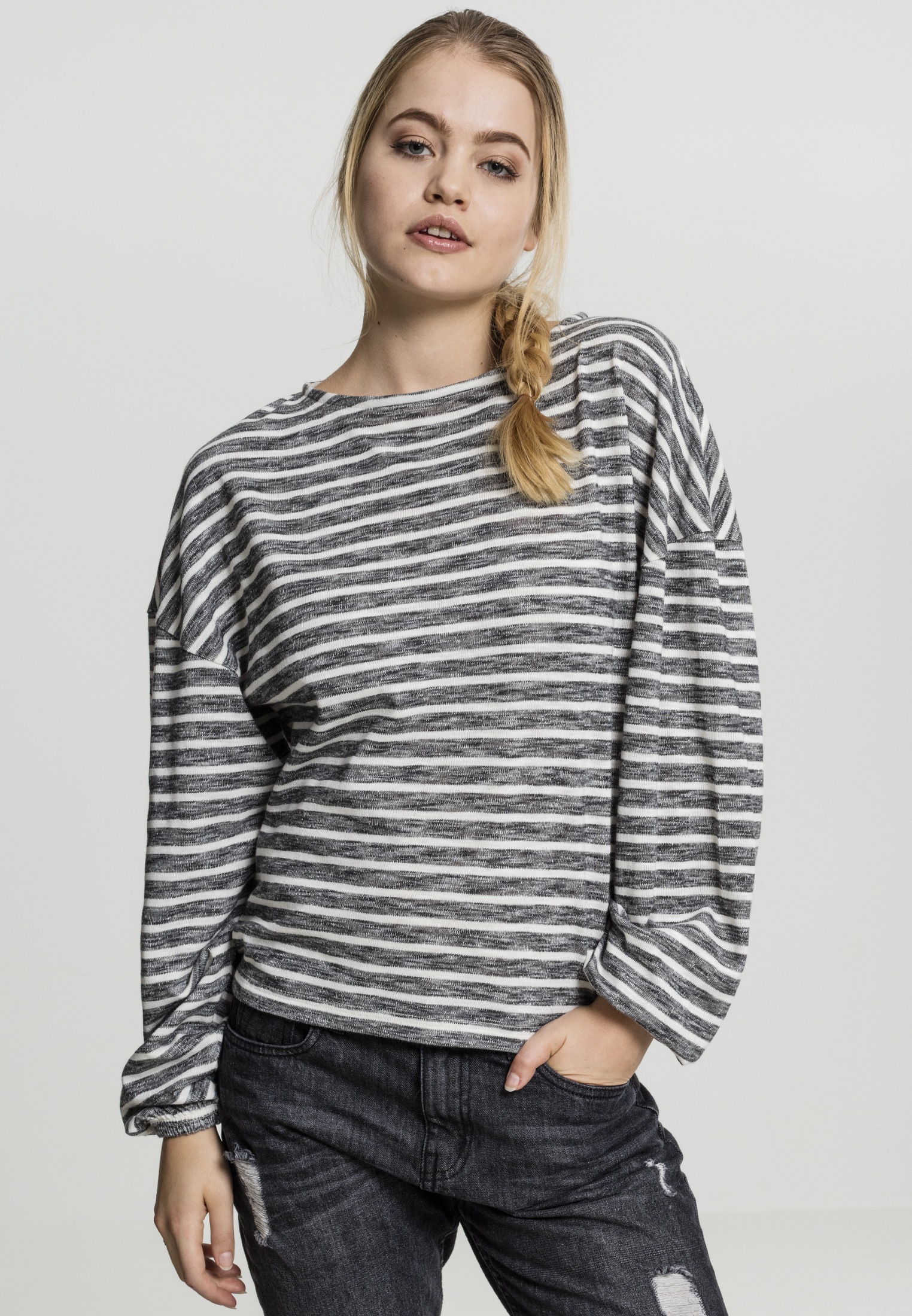 URBAN CLASSICS Sweater "Urban Classics Damen Ladies Oversize Stripe Pullove günstig online kaufen