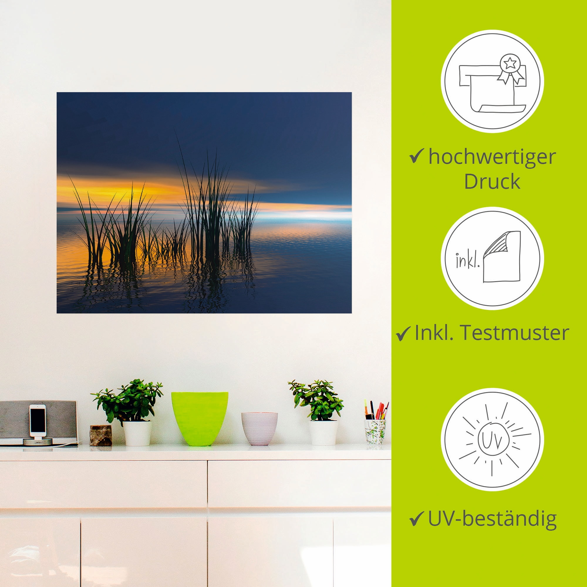 Artland Wandbild »Sonnenuntergang III«, Gewässer, (1 St.), als Leinwandbild, Wandaufkleber in verschied. Größen