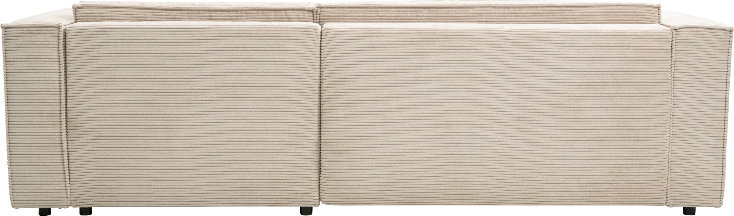 WERK2 Ecksofa »Atlanta-New, modernes Design, Stellmaße 295x182 cm, L-Form, Kedernaht« hoher Komfort, Schlaffunktion & Bettkasten, Cord, Natur