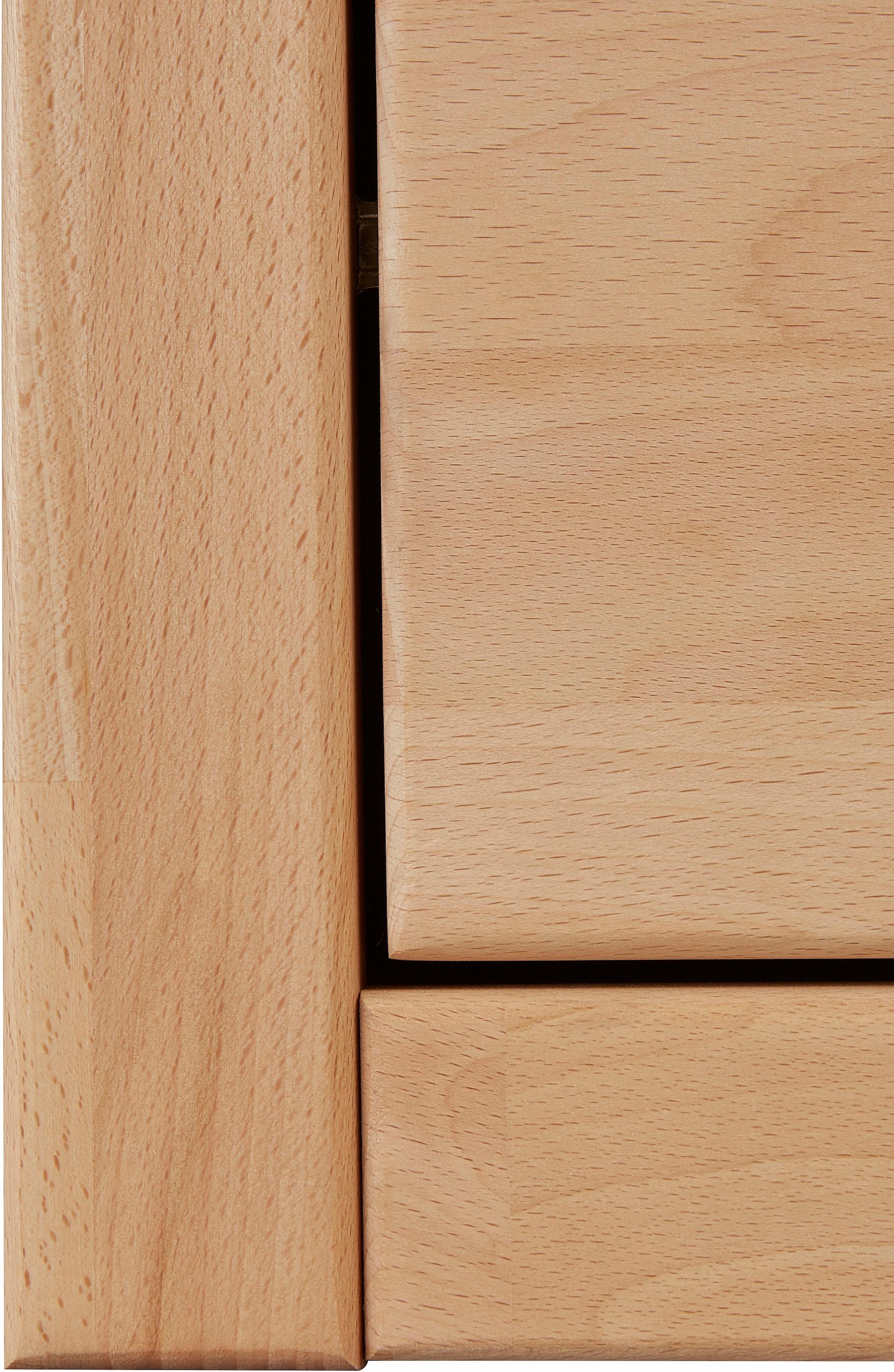 Home affaire Stauraumvitrine »Ribe,90cm breit,125cm hoch, Fronten Massivholz,4 breite Fächer«, Korpus Holzwerkstoff,2Türen mit Glaseinsatz, Böden versetzbar