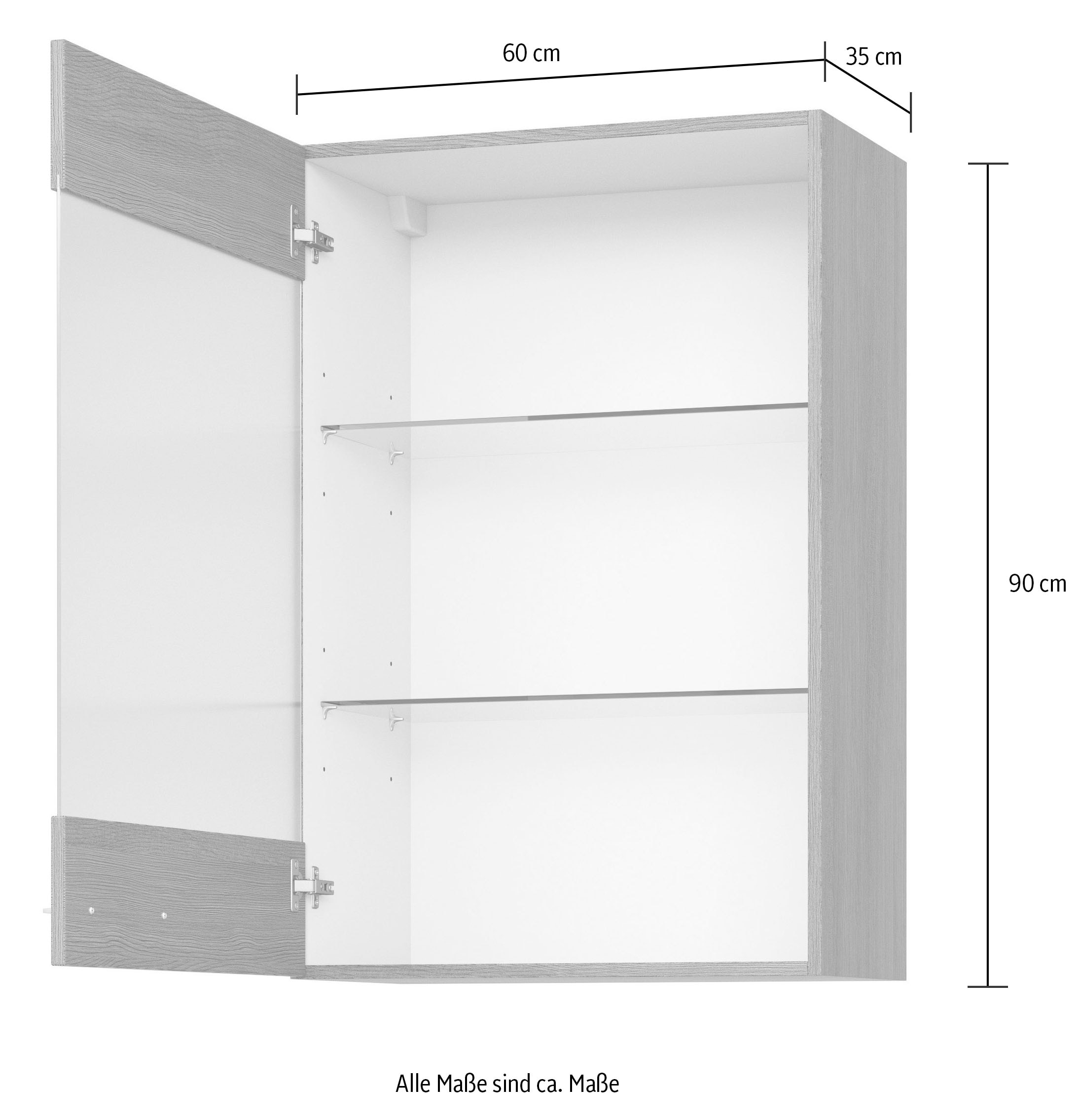 Express Küchen Glashängeschrank bestellen cm »Trea 60 cm, Höhe Glaseinlegeböden, BAUR zwei OG60-90«, Breite | inklusive 90