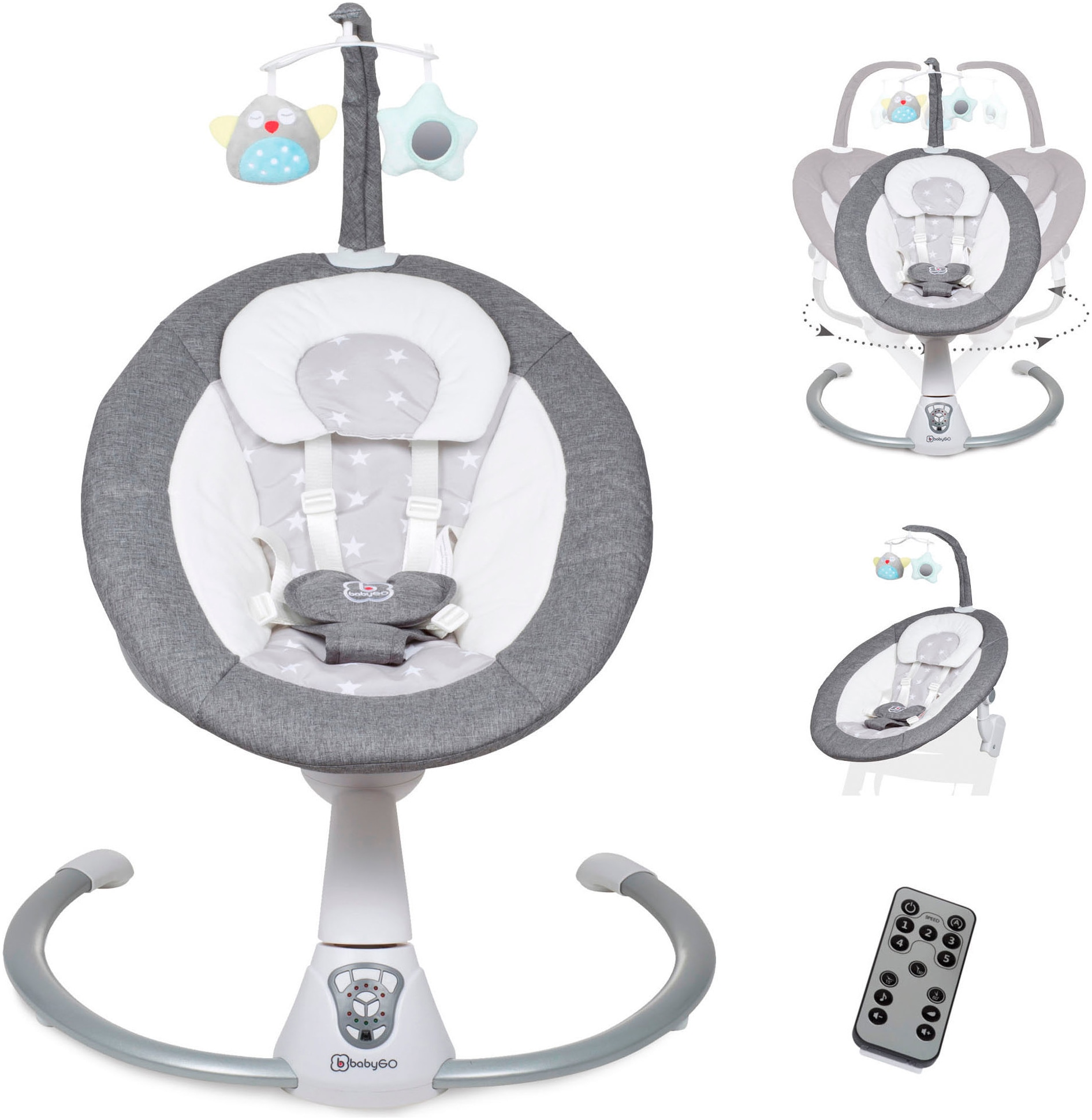 BabyGo Babywippe "Homey" bis 9 kg mit Schaukelbewegungen und Sound