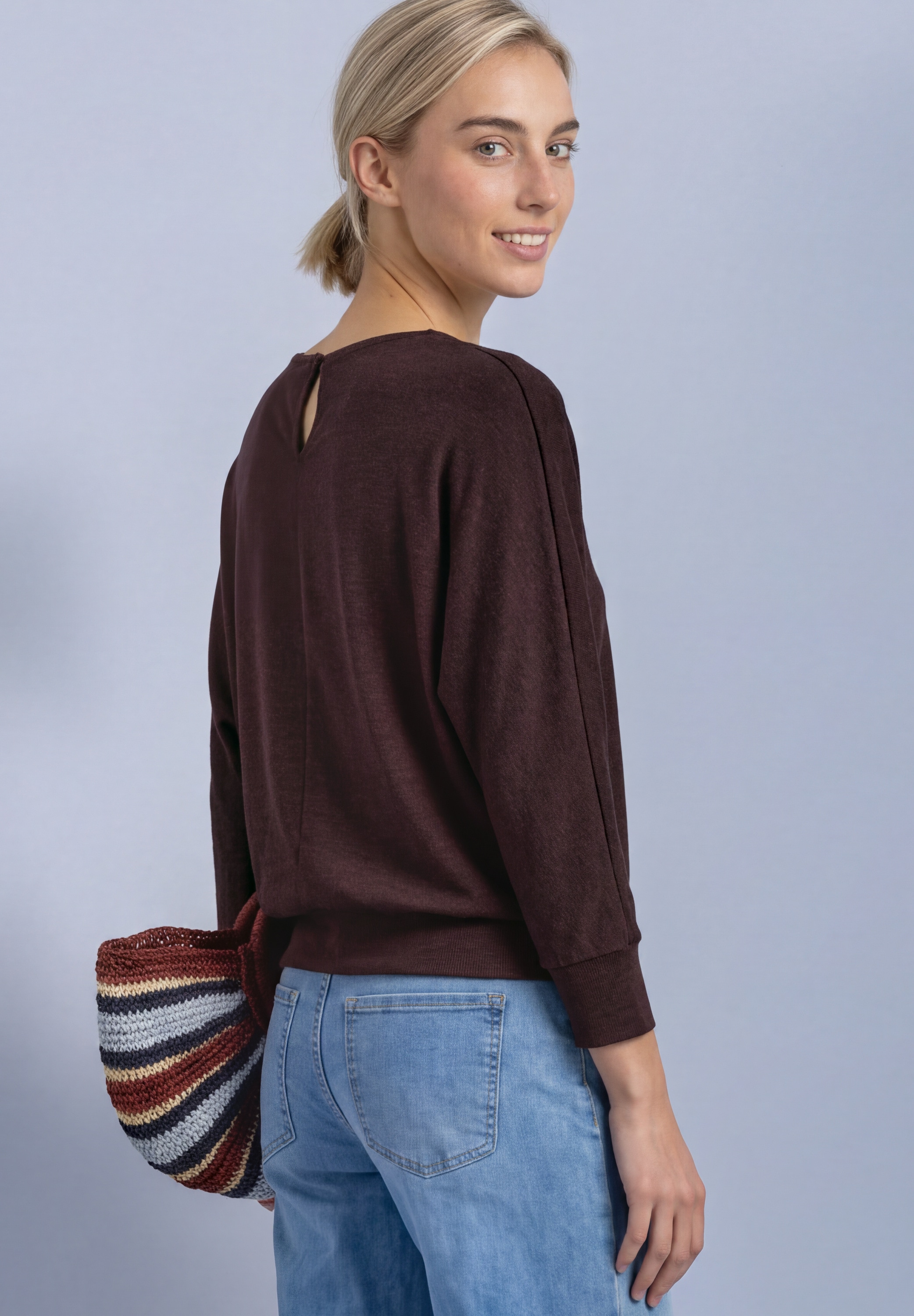 STREET ONE 3/4-Arm-Shirt Batwing Shirt im Melange-Look