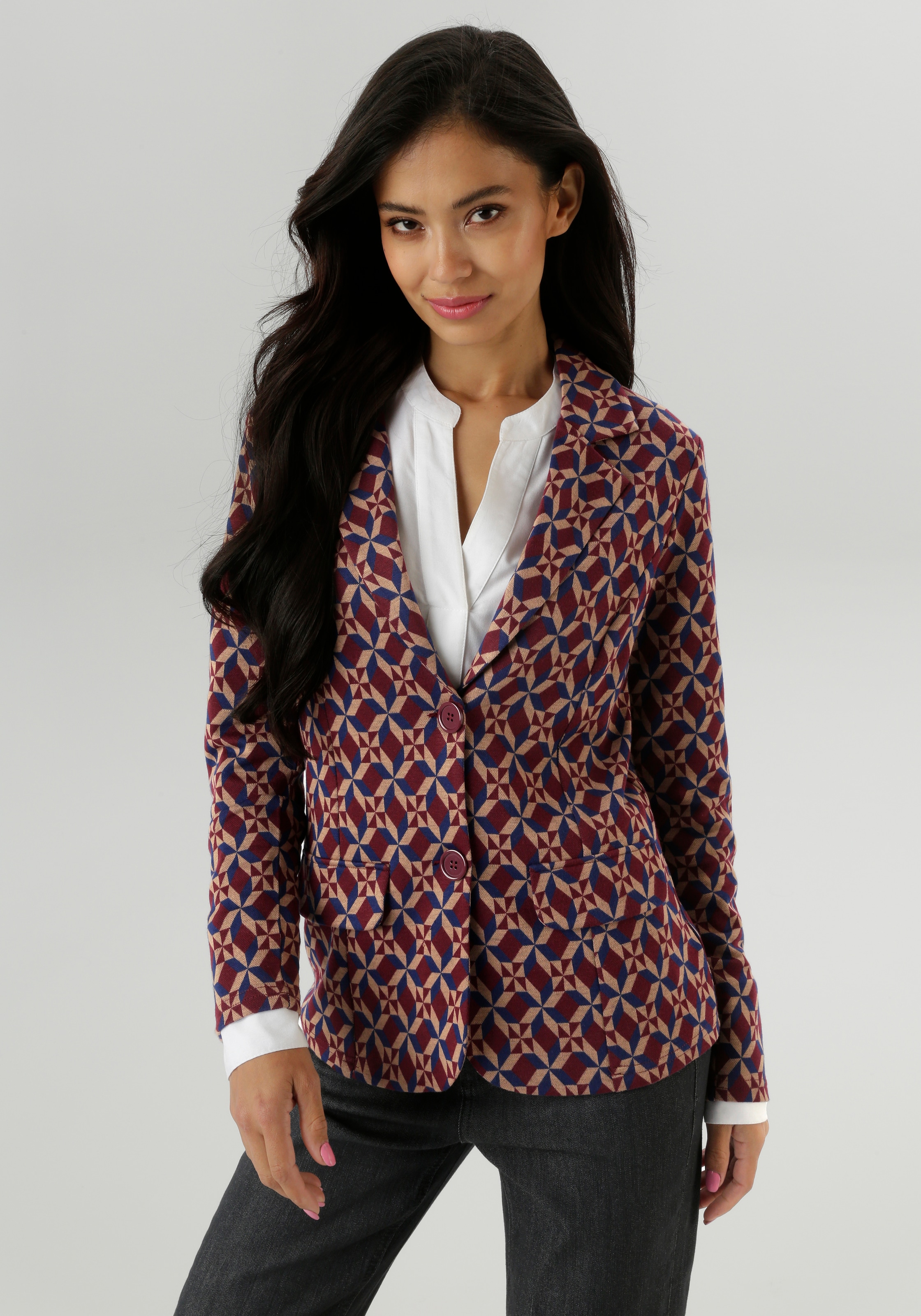Aniston SELECTED Kurzblazer, in trendy Jacquard-Qualität - NEUE KOLLEKTION günstig online kaufen